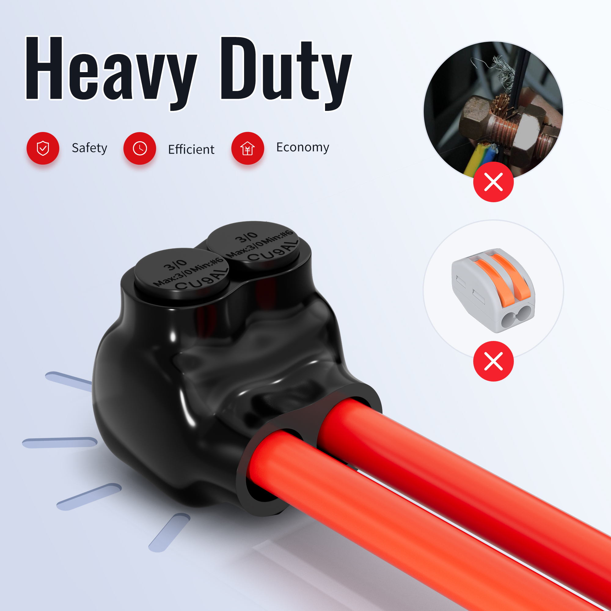 ITC-102-3/0AWG 3/0 AWG – 6 AWG 2-Port Single-Sided Entry Insulated Splice Connector