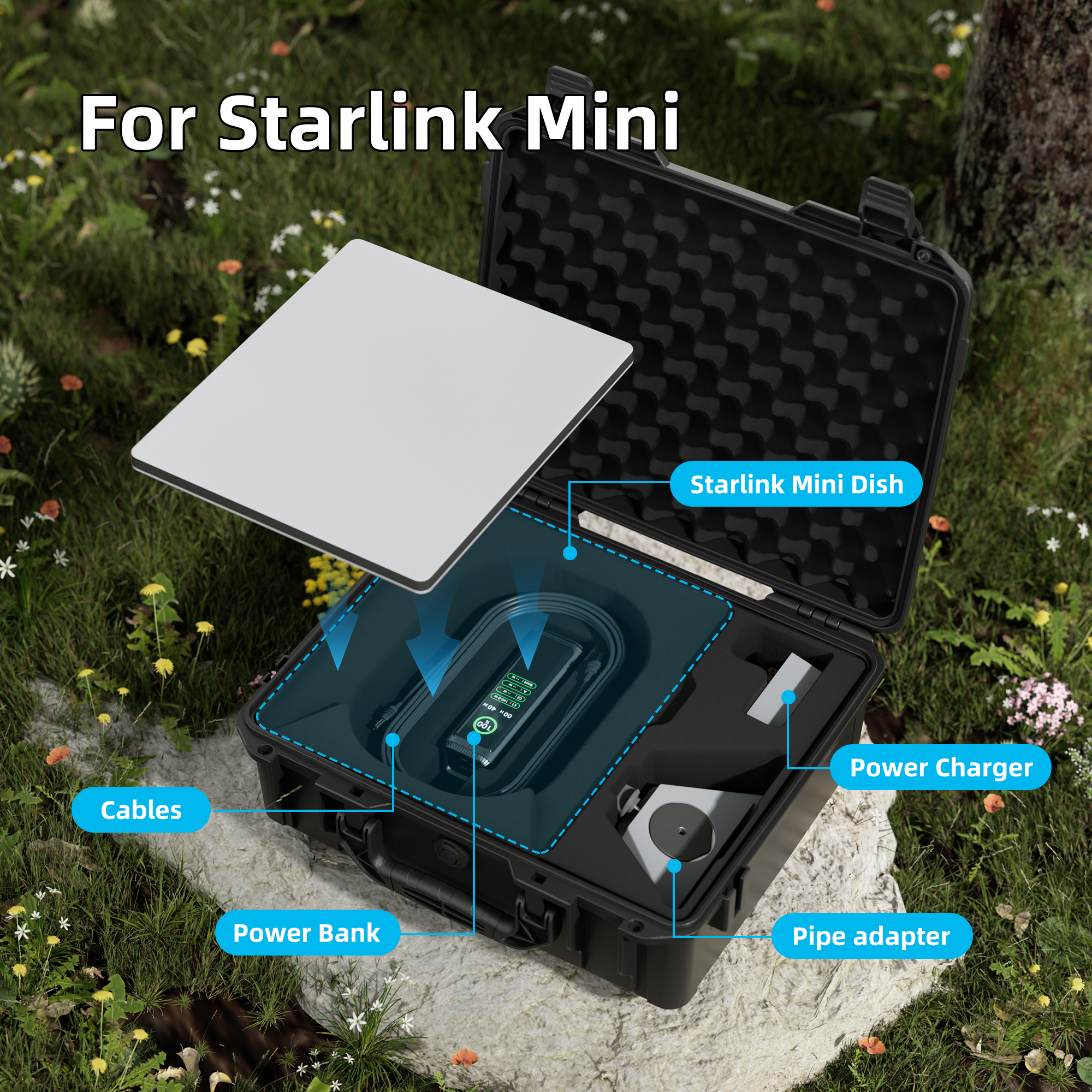 MINI-BAG10 Starlink Mini Black Hard Protective Travel Case with Organized Storage