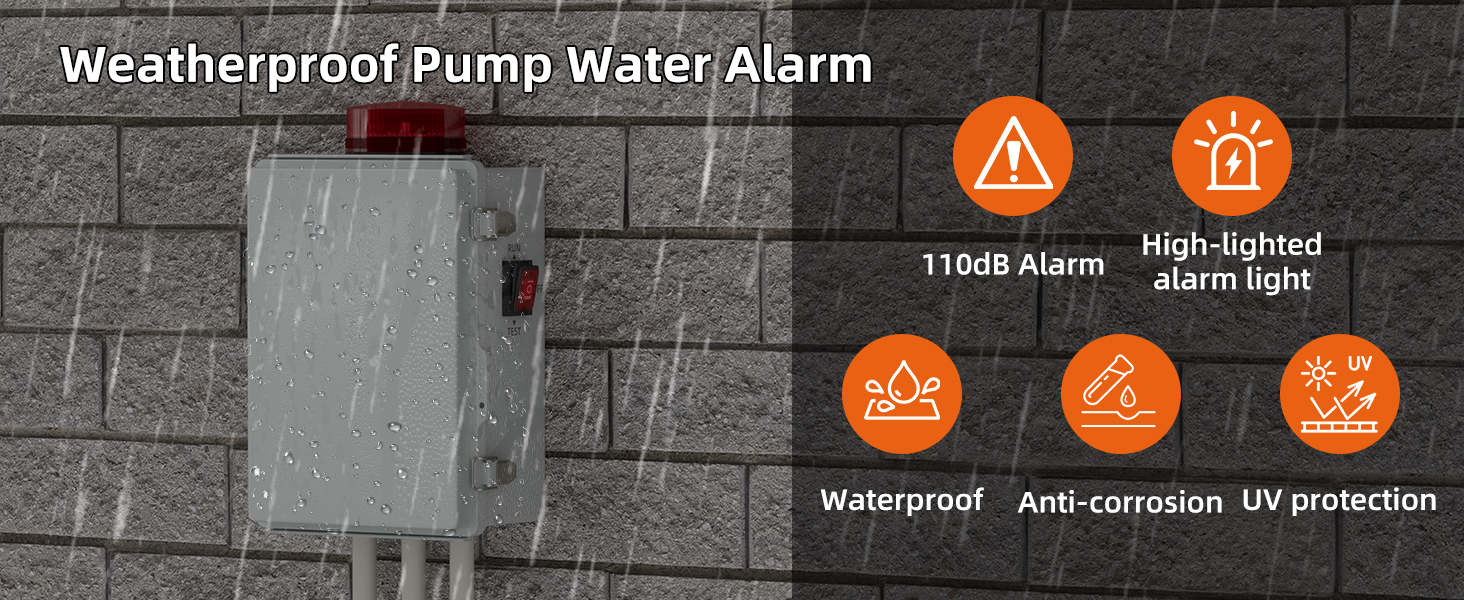 Automatic High Water Alarm For Sump Pump Systems With 110dB Alarm