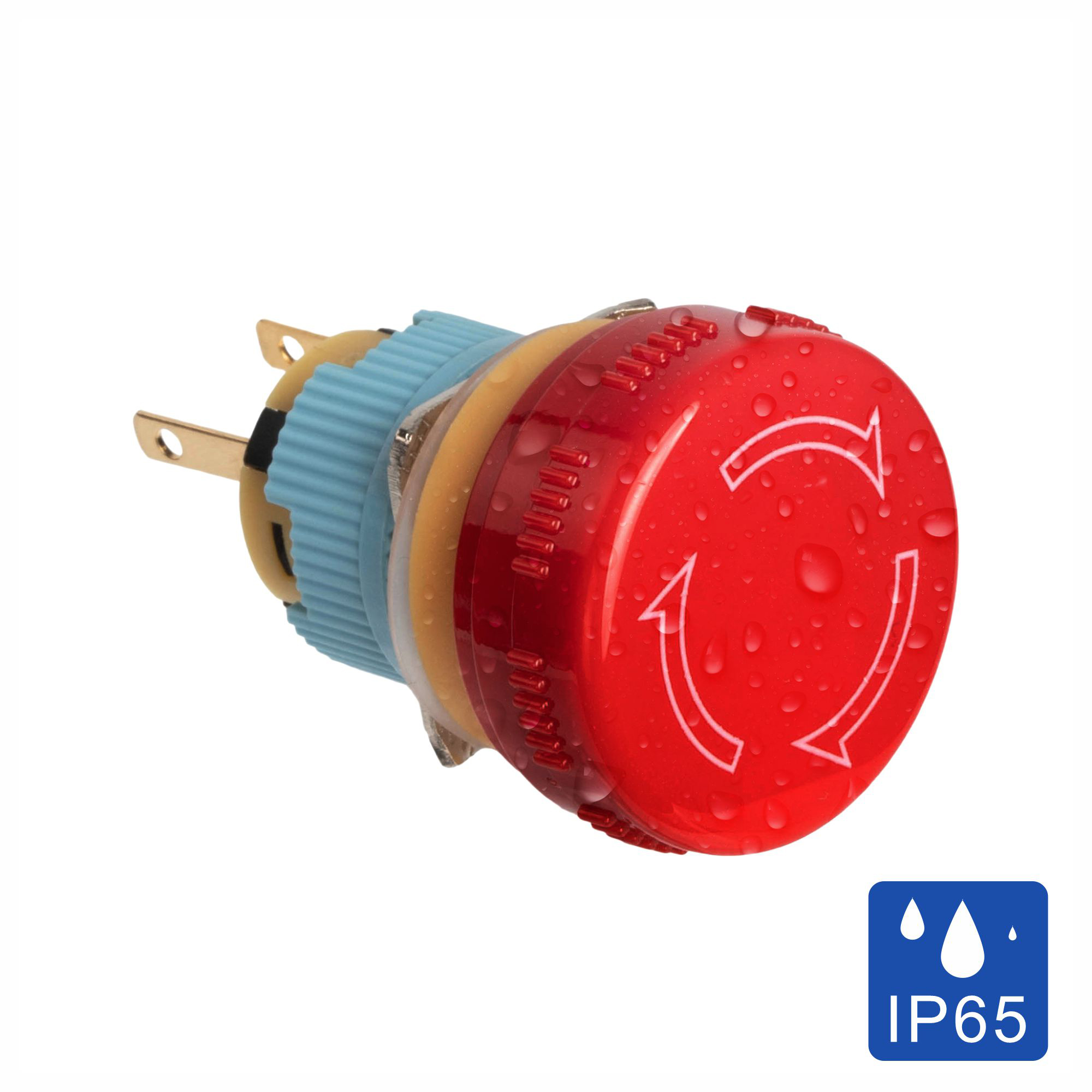 A16-01SR-F 16mm Small Flat Head Emergency Stop Button | Twist-to-Reset, 1NC, IP65