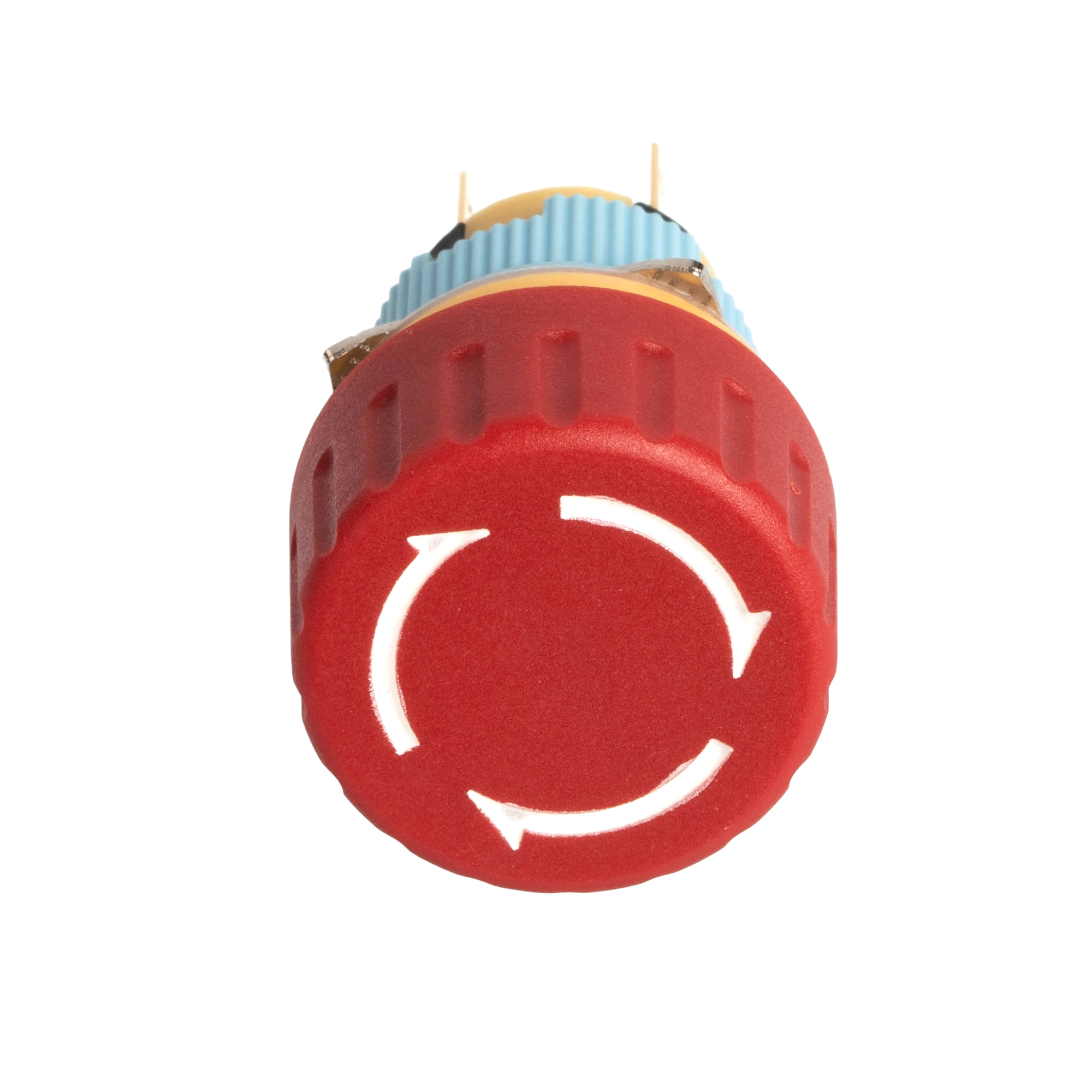 A16-01SR-J 16mm Industrial E Stop Button Switch | Prominent Arrow Head Design, IP65 Twist Reset, 1NC