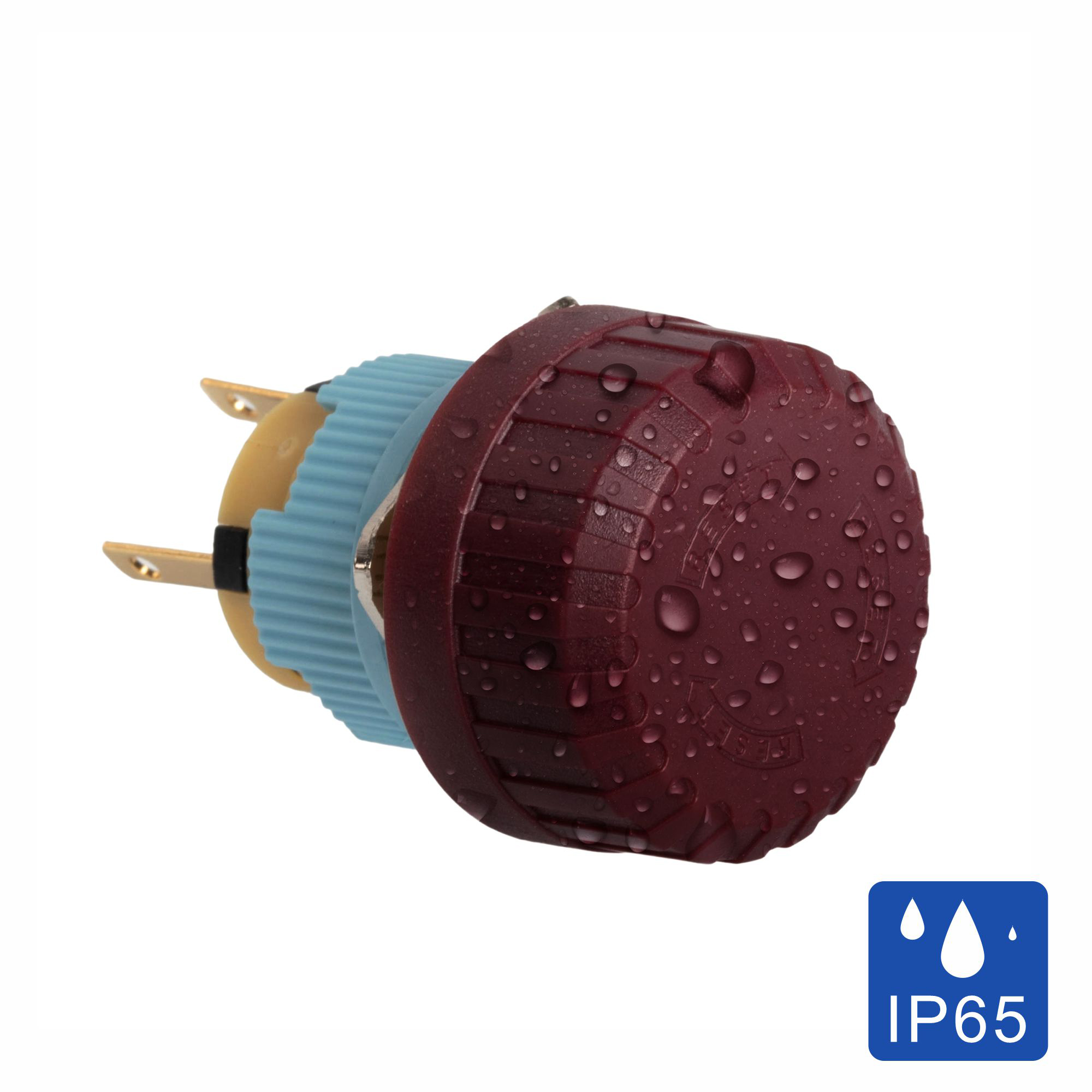 A16-01SR-M 16mm Emergency Stop Push Button | “RESET” Text & Arrow Indicator, IP65 Twist Reset, 1NC