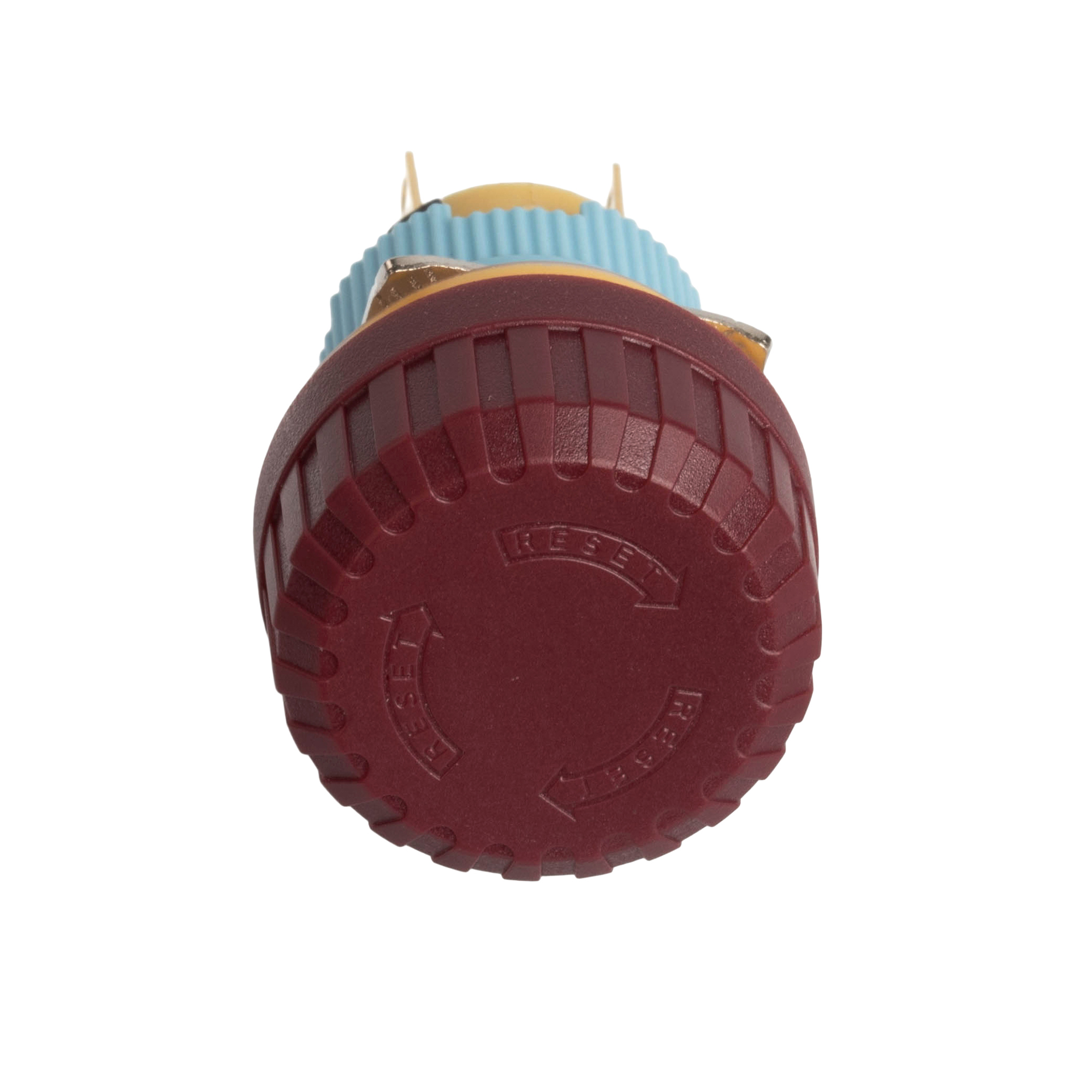 A16-01SR-M 16mm Emergency Stop Push Button | “RESET” Text & Arrow Indicator, IP65 Twist Reset, 1NC