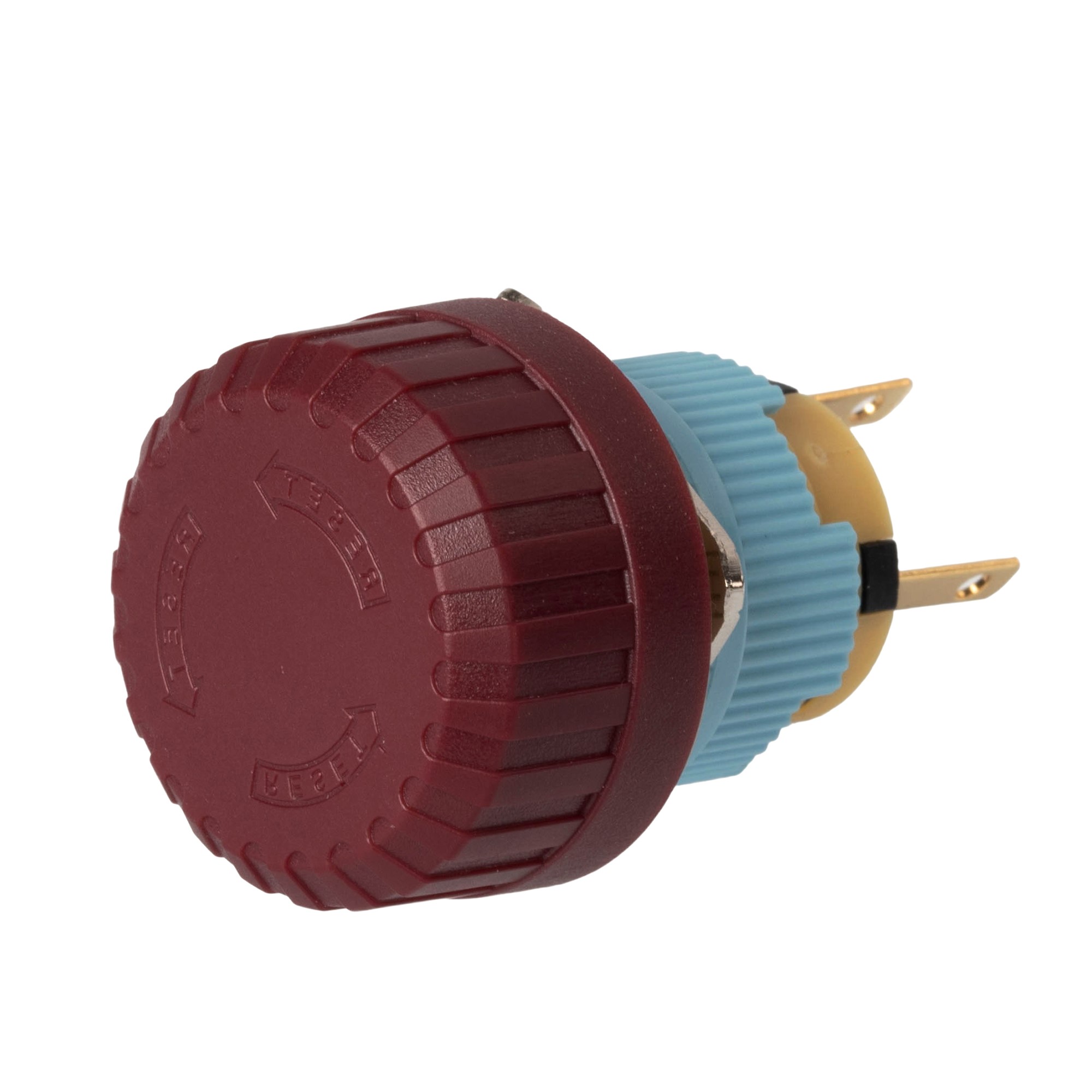 A16-01SR-M 16mm Emergency Stop Push Button | “RESET” Text & Arrow Indicator, IP65 Twist Reset, 1NC