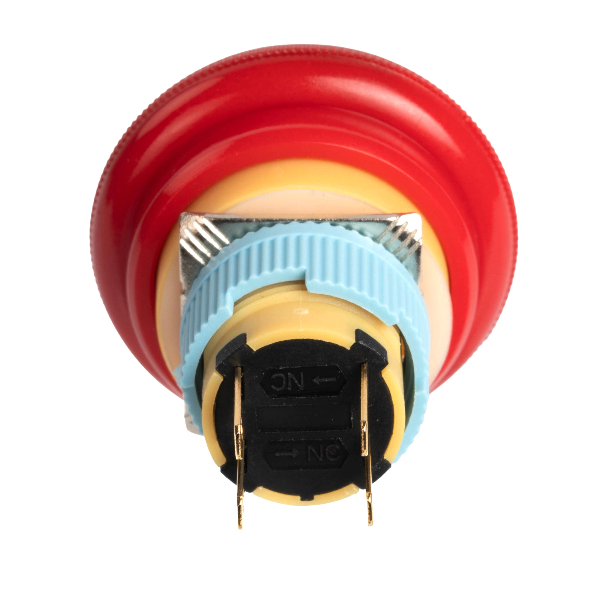 A16-02SR-B 16mm Large Mushroom Head Emergency Stop Button | Easy-Actuation Safety Switch,IP65 Twist Reset, 2NC