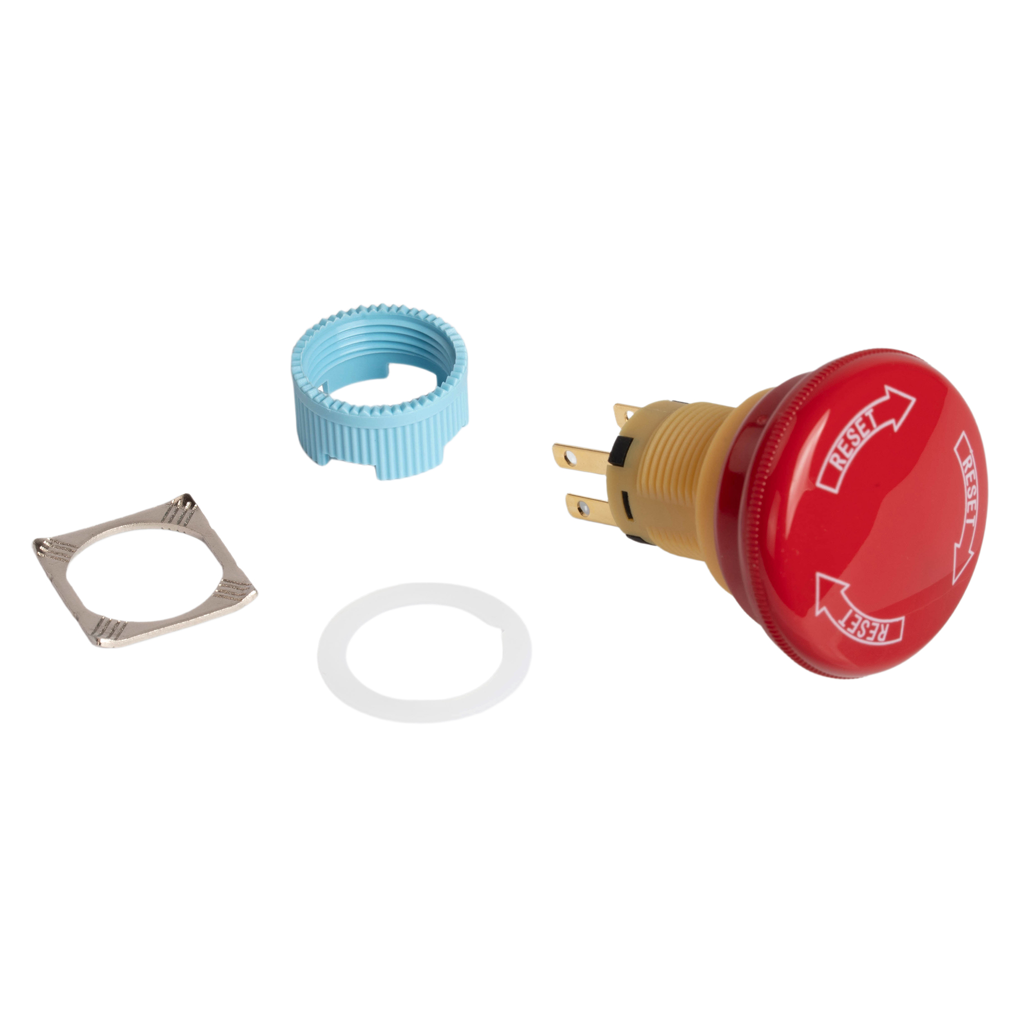 A16-02SR-B 16mm Large Mushroom Head Emergency Stop Button | Easy-Actuation Safety Switch,IP65 Twist Reset, 2NC
