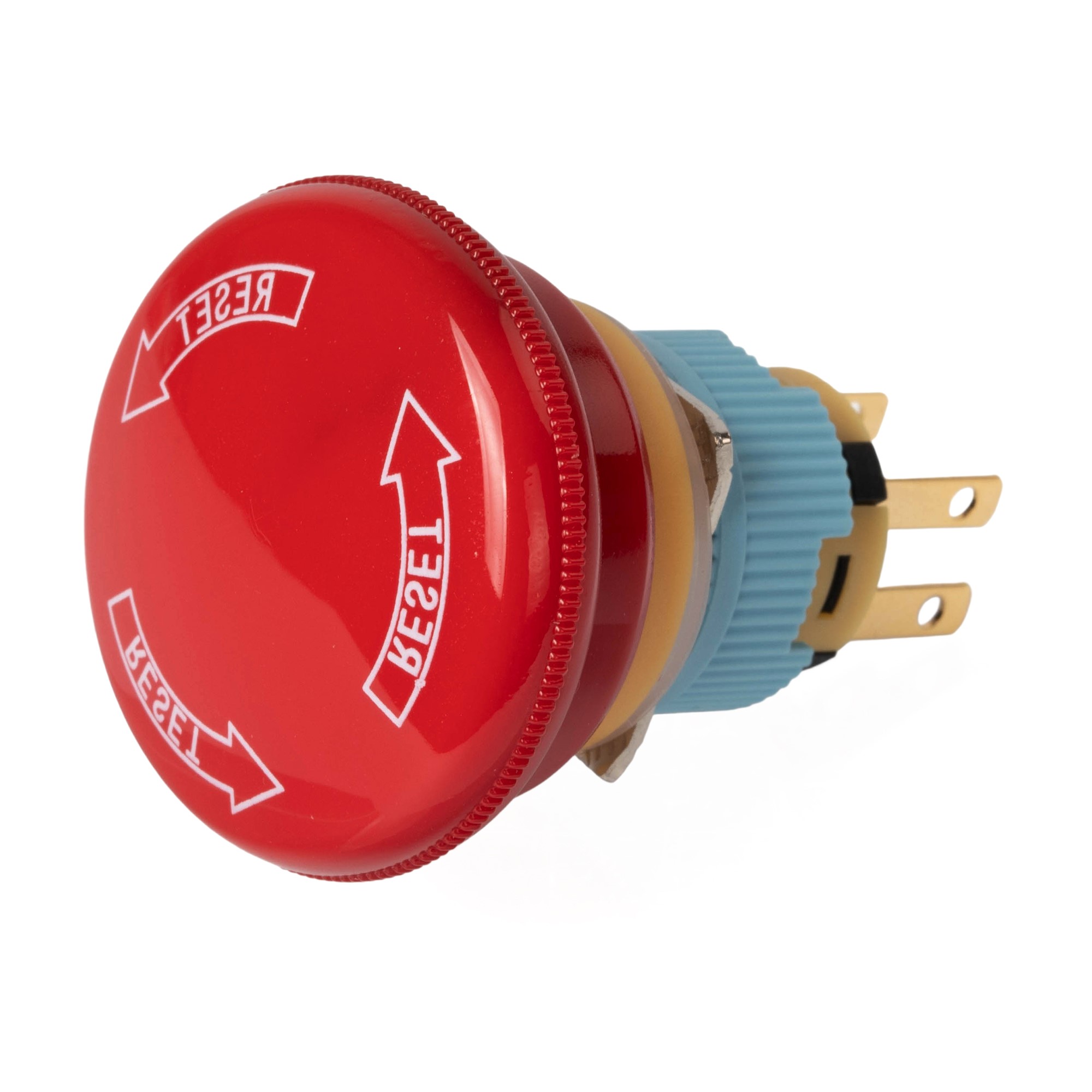 A16-02SR-B 16mm Large Mushroom Head Emergency Stop Button | Easy-Actuation Safety Switch,IP65 Twist Reset, 2NC