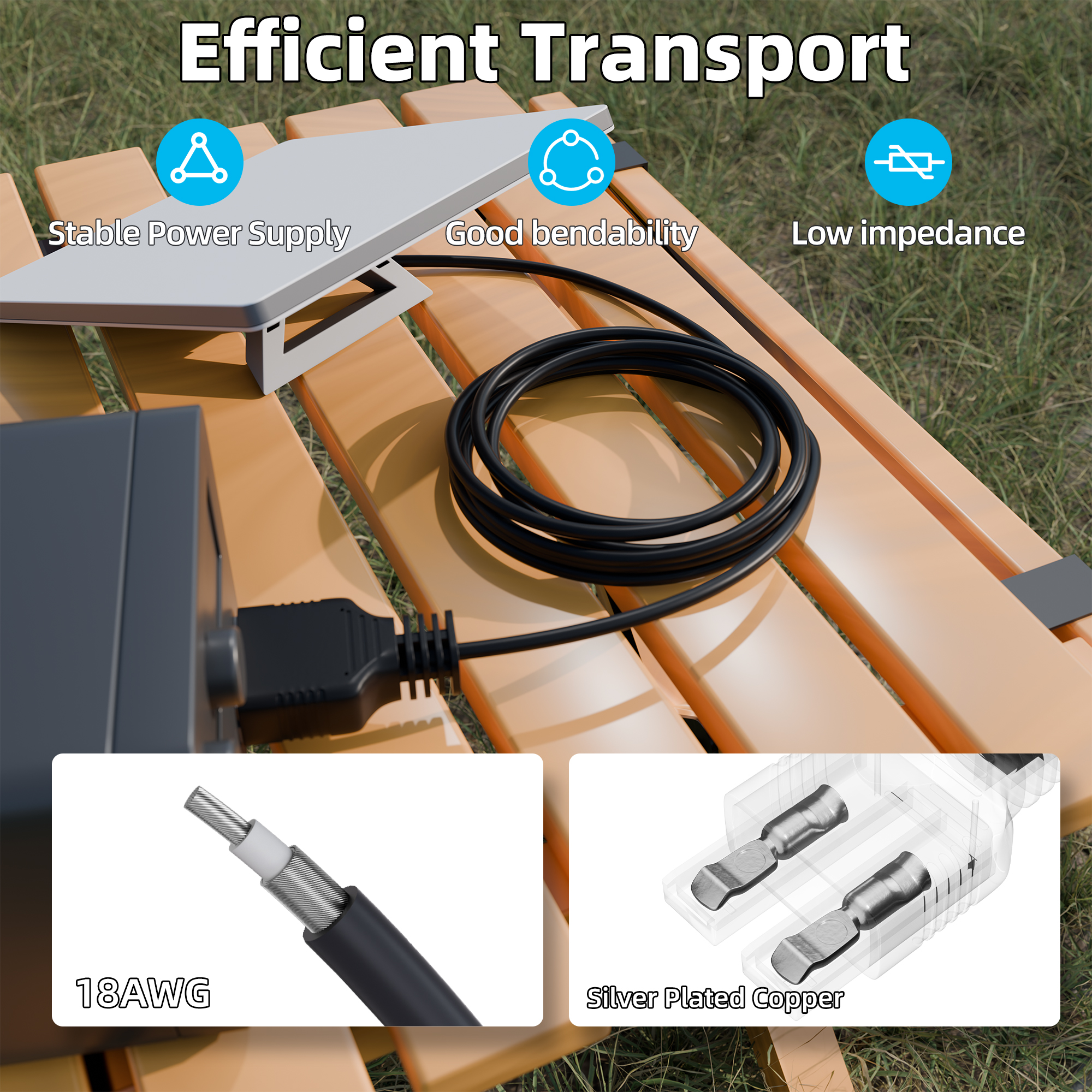 AP-50-W2-DC-3M Starlink Mini Anderson Powerpole to DC Plug Adapter Cord – 18AWG – 9.8FT/3M for Solar Generators, Caravans, Boats