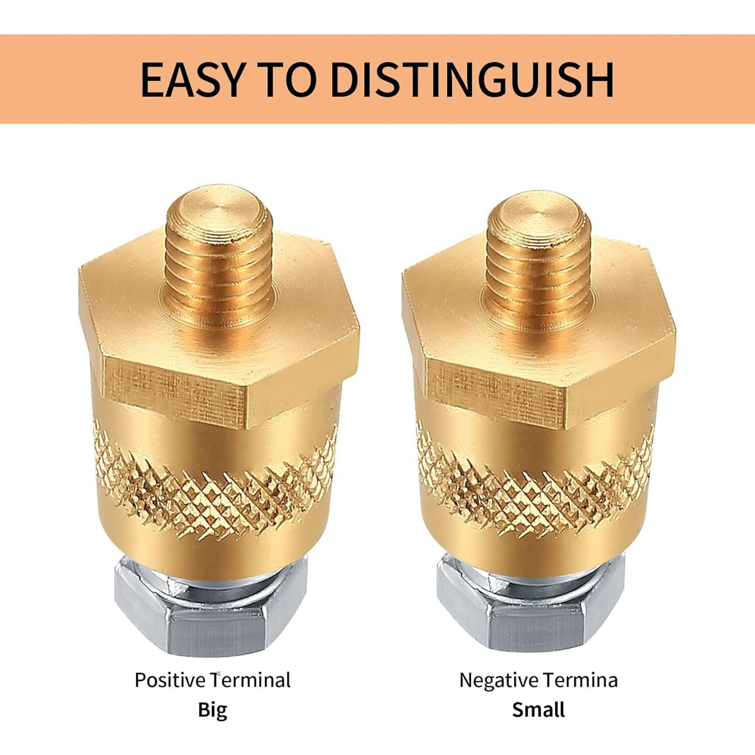 BTP-3-M8 Battery Terminal Adapters M8 Female Thread to SAE/JIS Automotive Posts Knurled Positive & Negative Converter Set