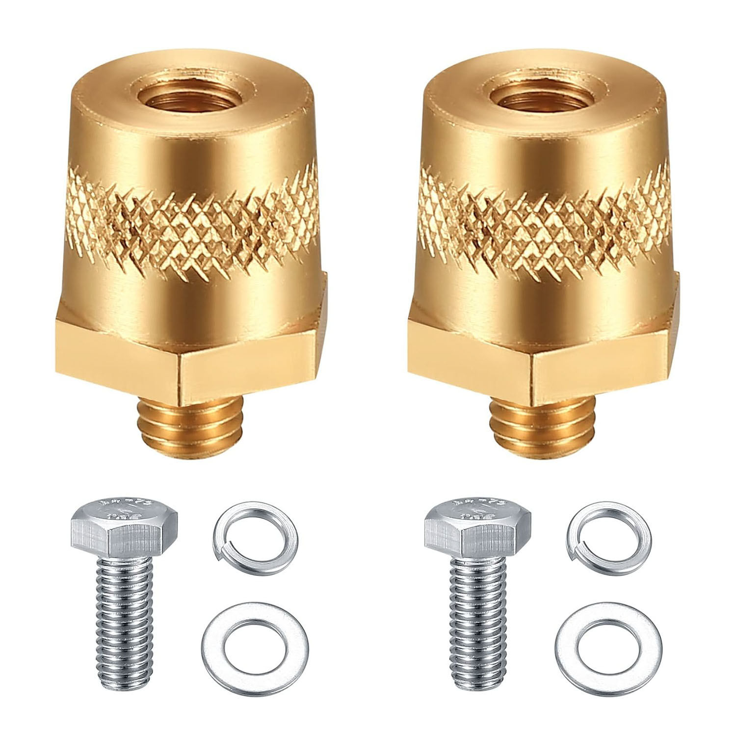 BTP-3-M8 Battery Terminal Adapters M8 Female Thread to SAE/JIS Automotive Posts Knurled Positive & Negative Converter Set