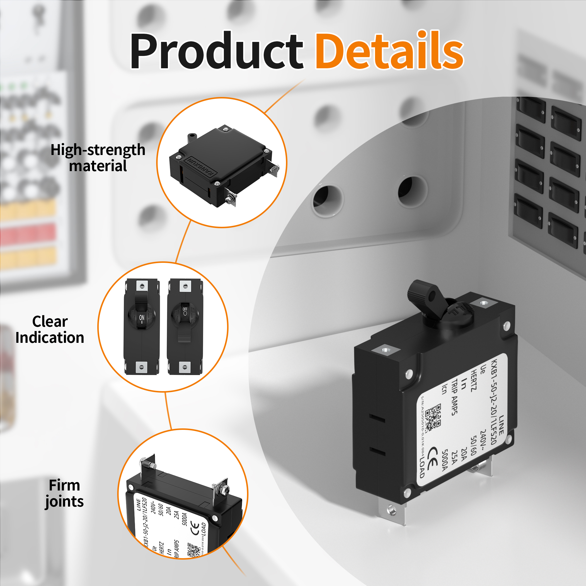 ST-3-AC20A-UL 80V DC / 240V AC 20A Single Pole Circuit Breaker Hydraulic Magnetic with Toggle – Panel Mount