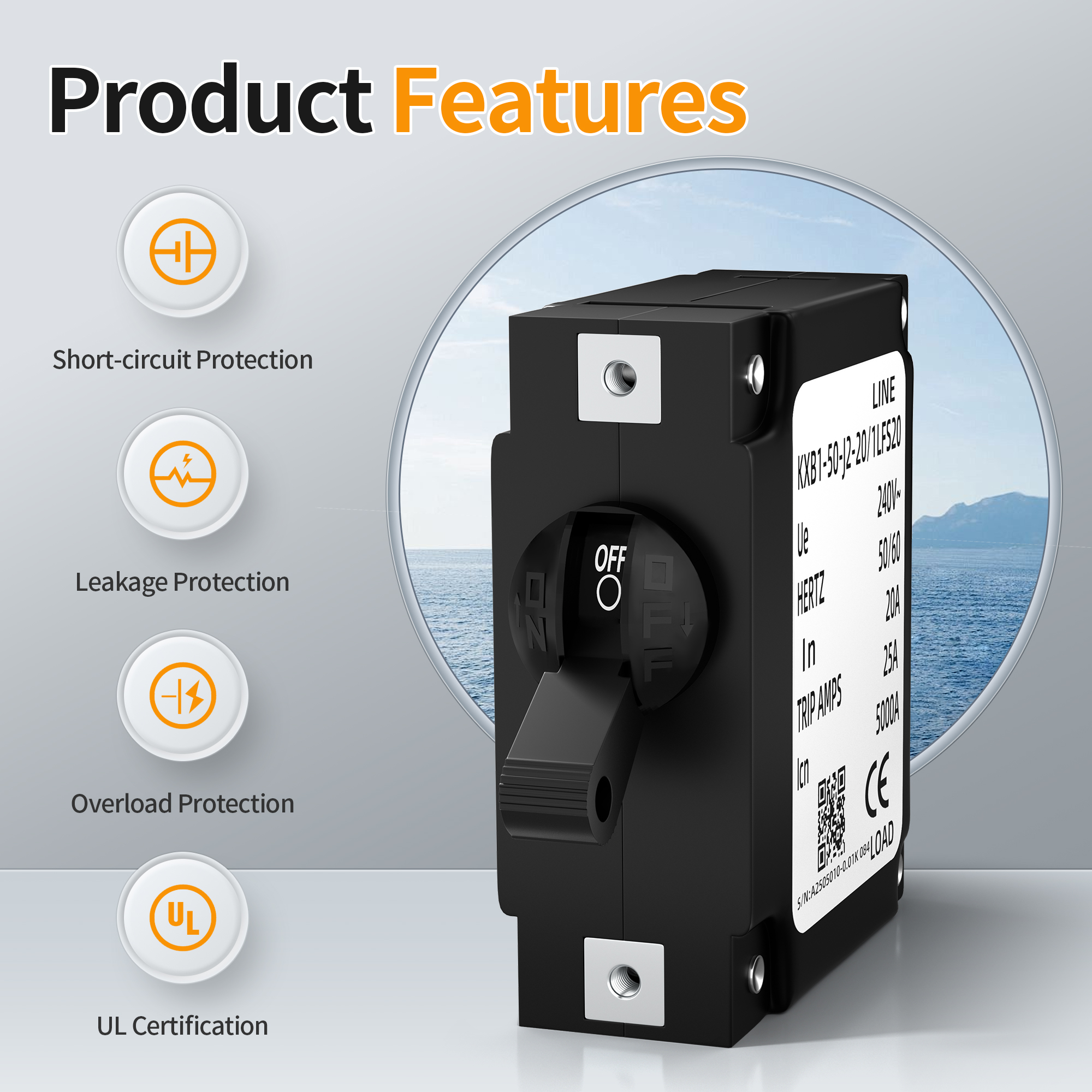 ST-3-AC20A-UL 80V DC / 240V AC 20A Single Pole Circuit Breaker Hydraulic Magnetic with Toggle – Panel Mount