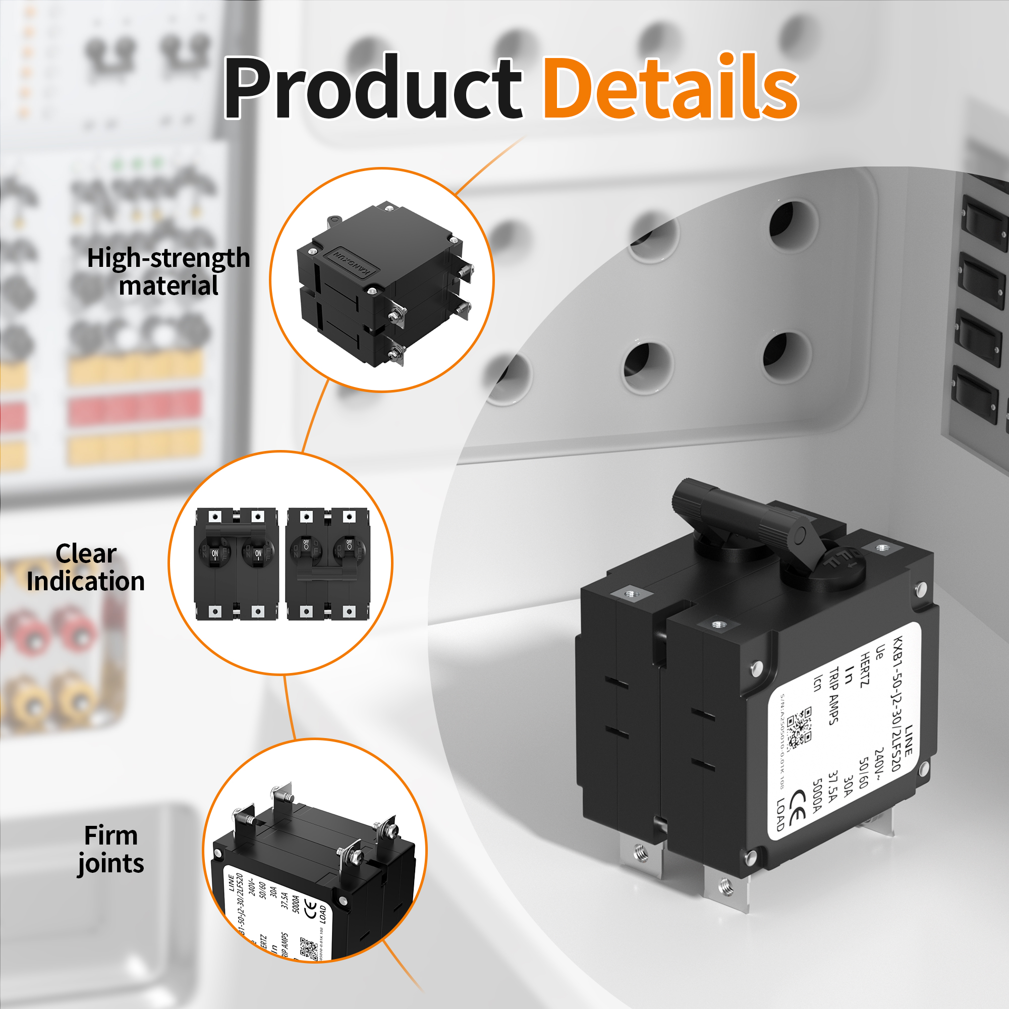 ST-3-AC220V30A-UL 80V DC / 240V AC 30A Double Pole Hydraulic Magnetic Circuit Breaker with Toggle – Panel Mount