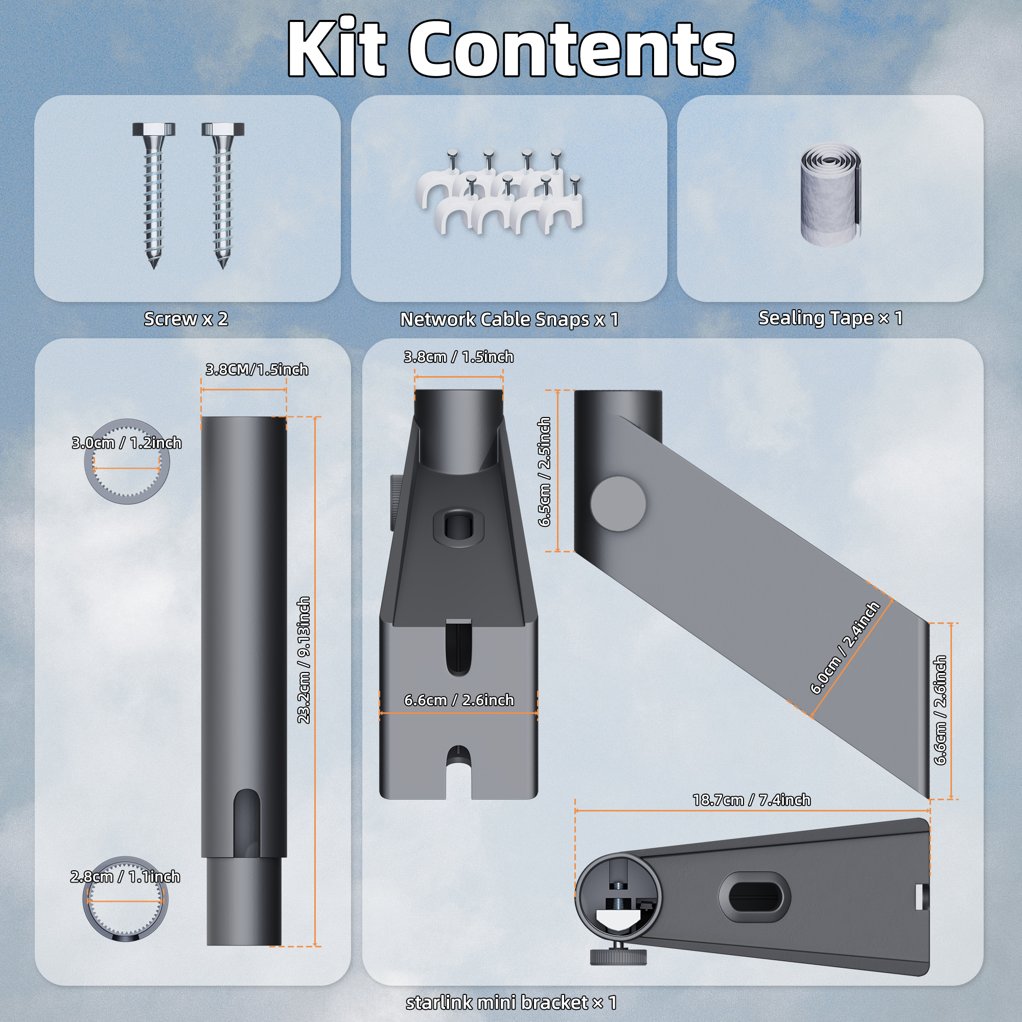 Wallmount-DM6 Starlink Mini Wall Mount Bracket Kit 360° Adjustable with Installation Hardware Accessories