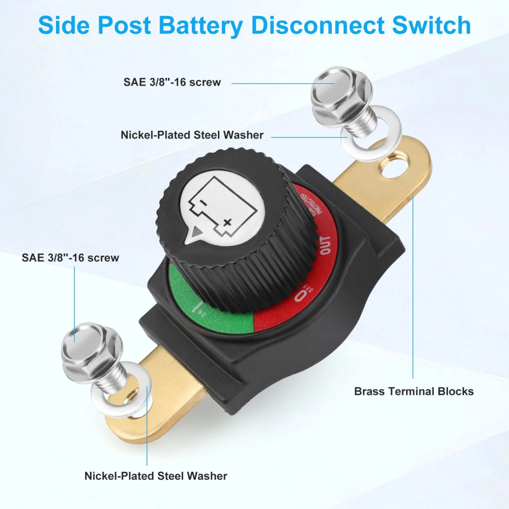 ASW-C71001 300A 12-48V DC Negative Side Post Battery Disconnect Switch In-Line Master Power Cutoff for Car, Marine, RV