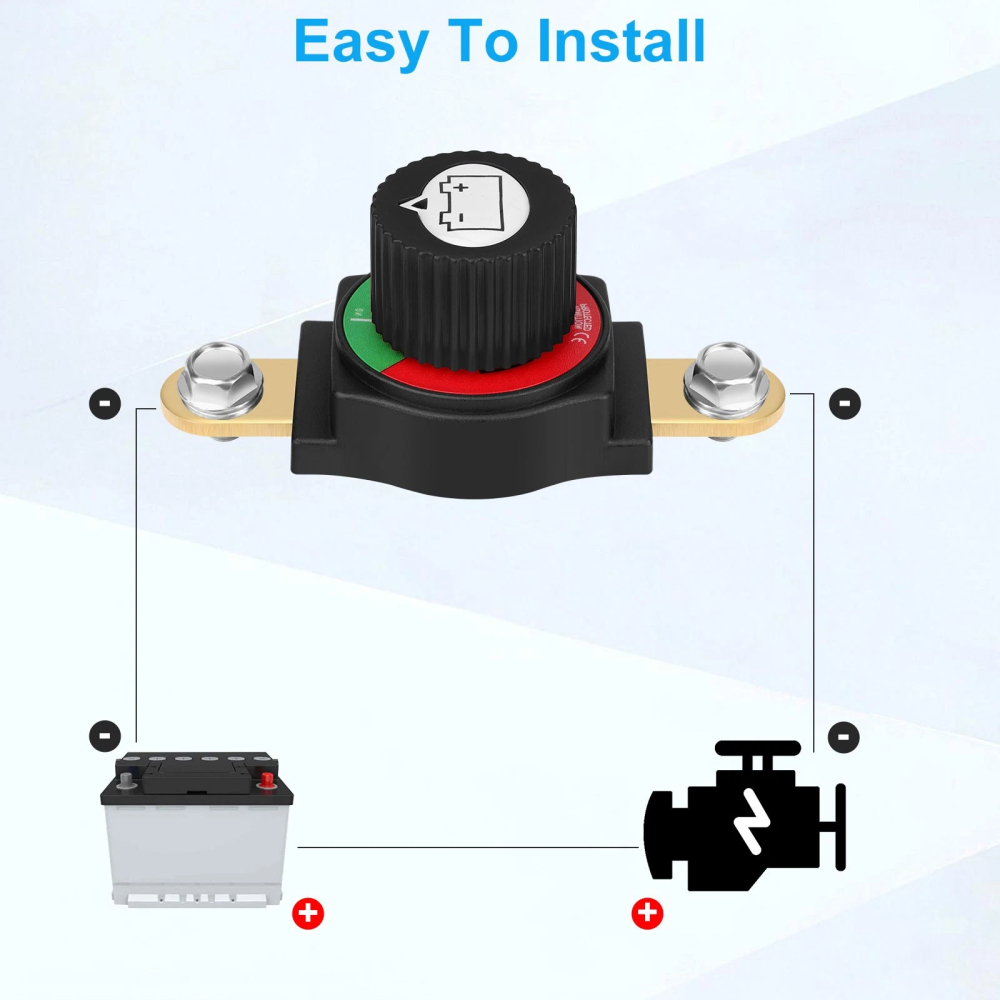 ASW-C71001 300A 12-48V DC Negative Side Post Battery Disconnect Switch In-Line Master Power Cutoff for Car, Marine, RV