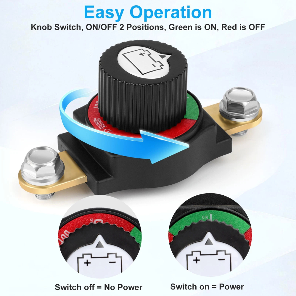 ASW-C71001 300A 12-48V DC Negative Side Post Battery Disconnect Switch In-Line Master Power Cutoff for Car, Marine, RV