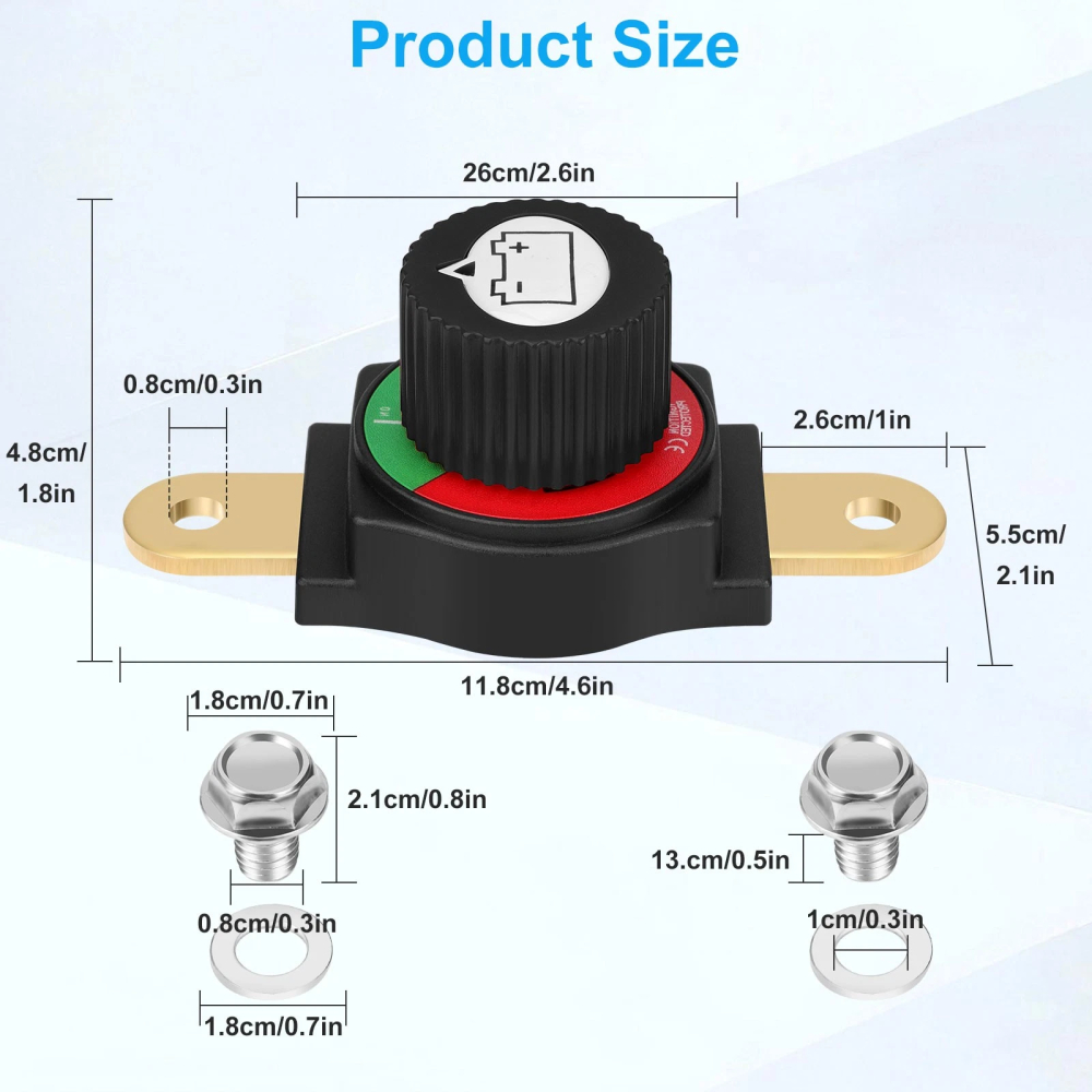 ASW-C71001 300A 12-48V DC Negative Side Post Battery Disconnect Switch In-Line Master Power Cutoff for Car, Marine, RV