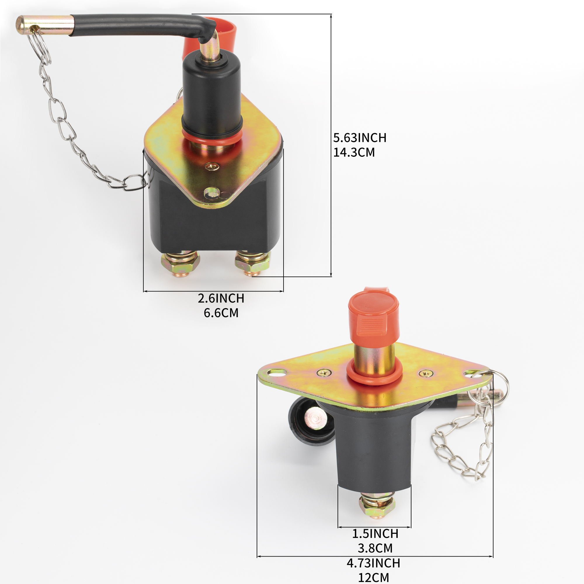 ASW-A08B 250A 12-24V DC Battery Master Switch Disconnect with Removable Lever Handle