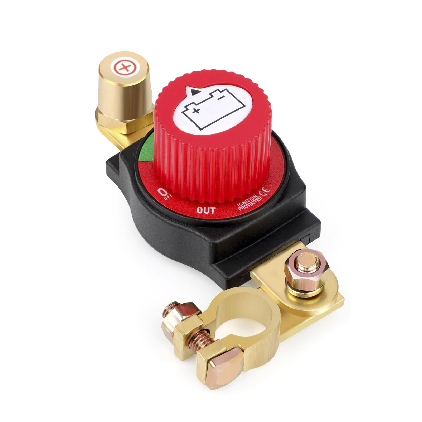 ASW-C71002 300A 12-48V DC Positive Top Post Battery Disconnect Switch Master Power Cutoff for Car, Marine, RV with Adjustable Clamp