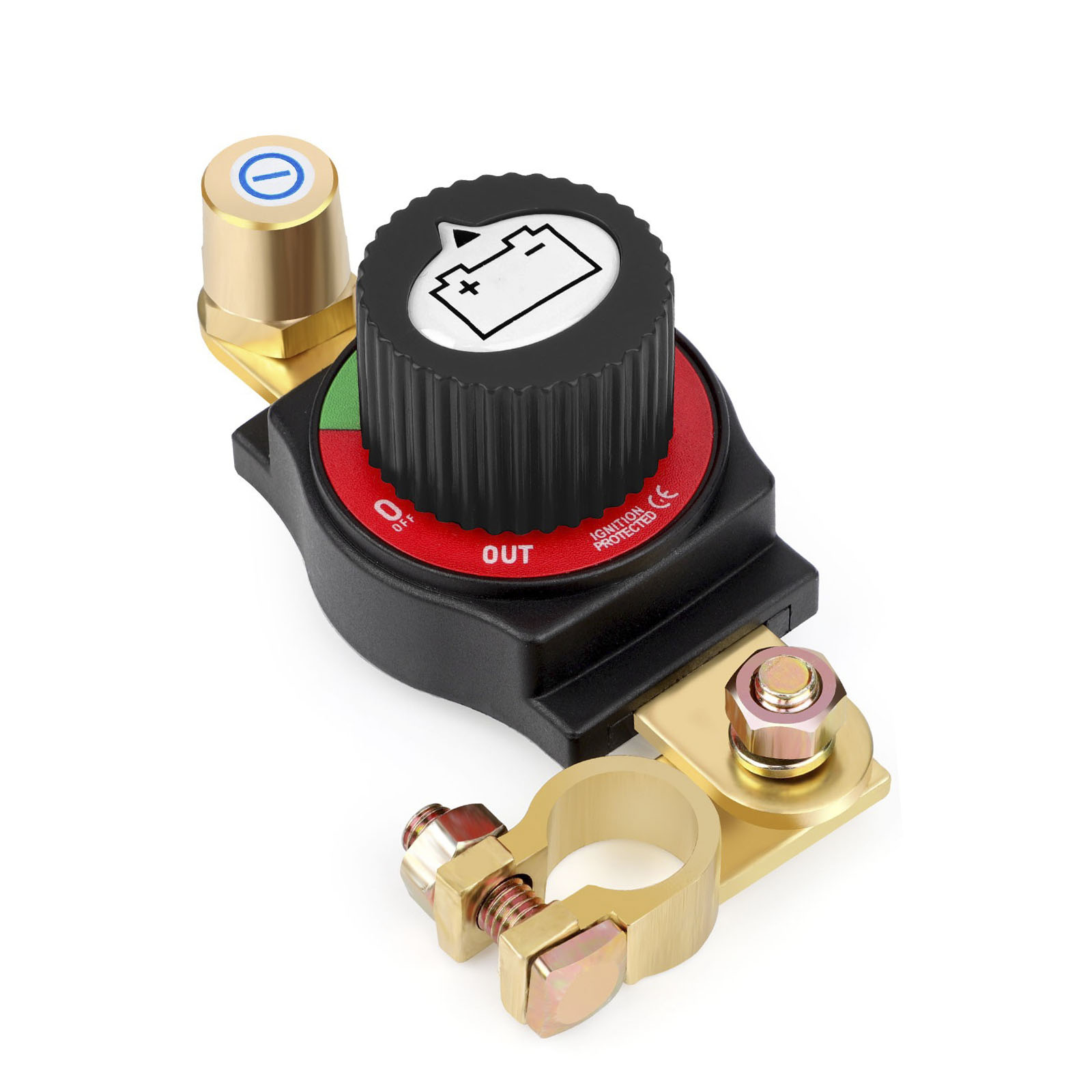 ASW-C71003 300A 12-48V DC Negative Top Post Battery Disconnect Switch Isolator with M8 Stud & Rotary Knob