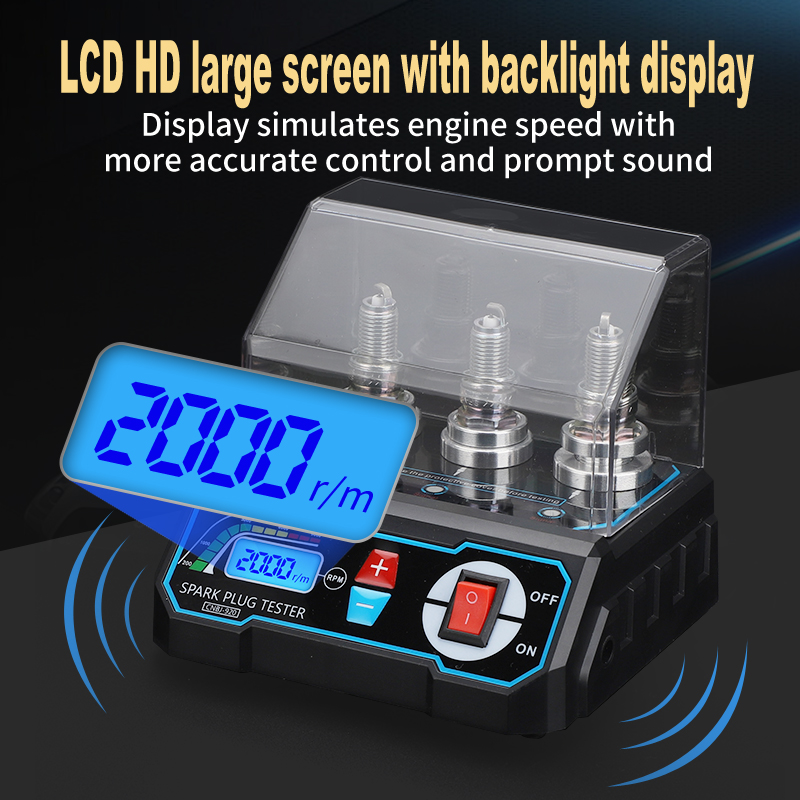 CNBJ-920 Automotive LCD 3 Hole Spark Plug Tester Tool with 200-9000RPM Adjustable Frequency