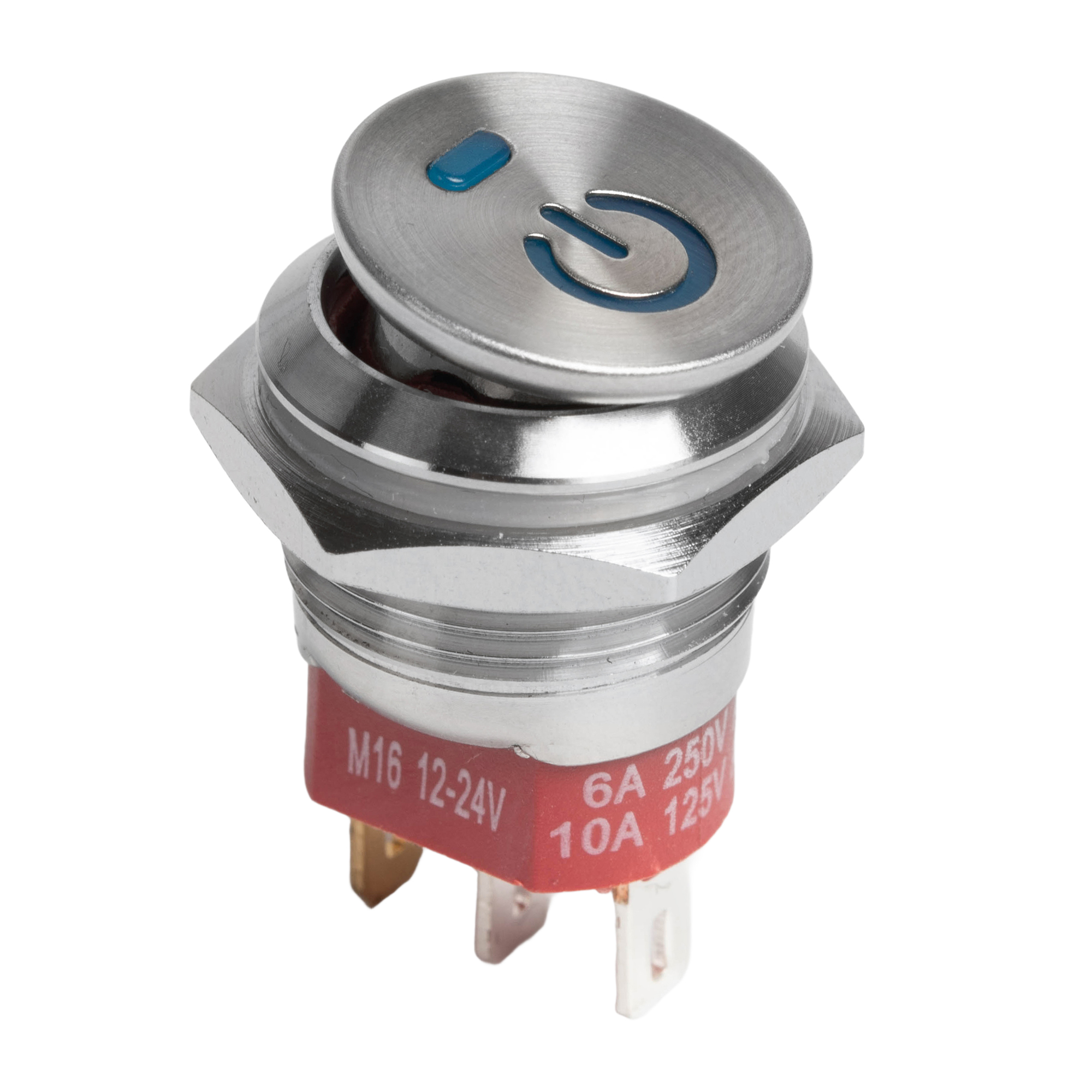 KCD2-201NM-16MM 20A SPST Stainless Steel Round Rocker Switch with Lighted Customize Logo