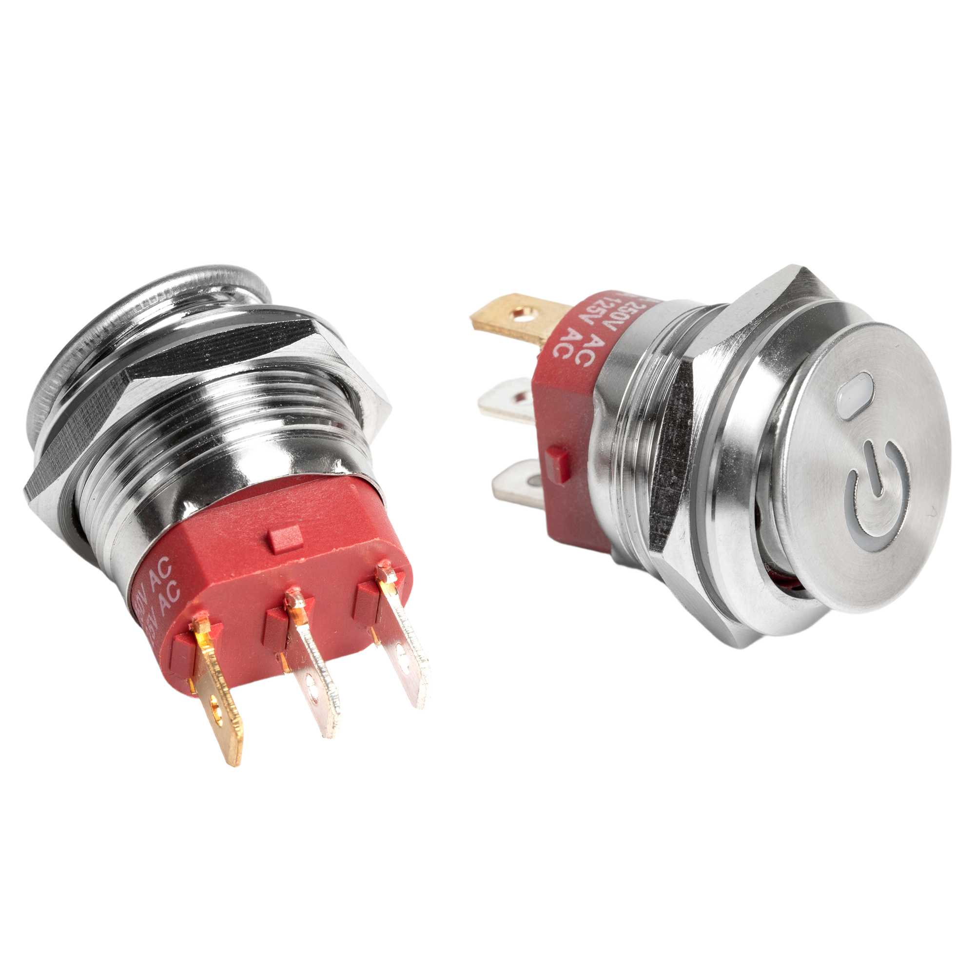 KCD2-201NM-19MM 20A SPST Stainless Steel Round Rocker Switch with Lighted Customize Logo