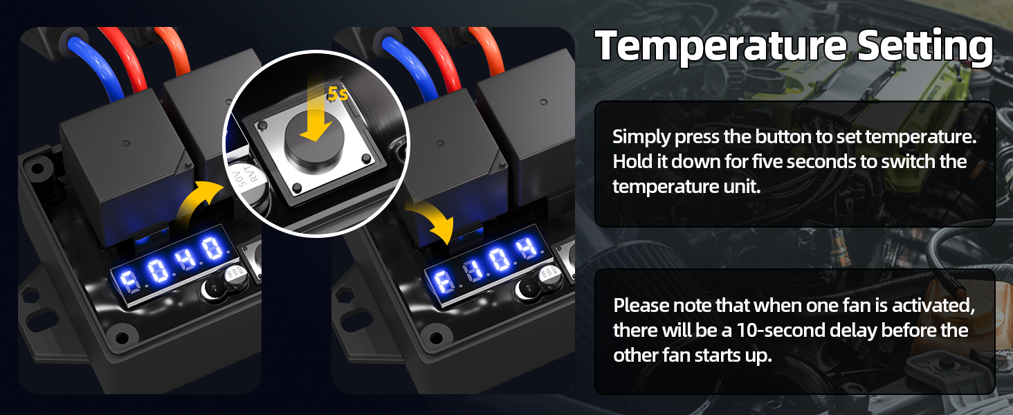 Digital Engine Fan Controller Kit For 12V/24V Systems Thermostatic ...