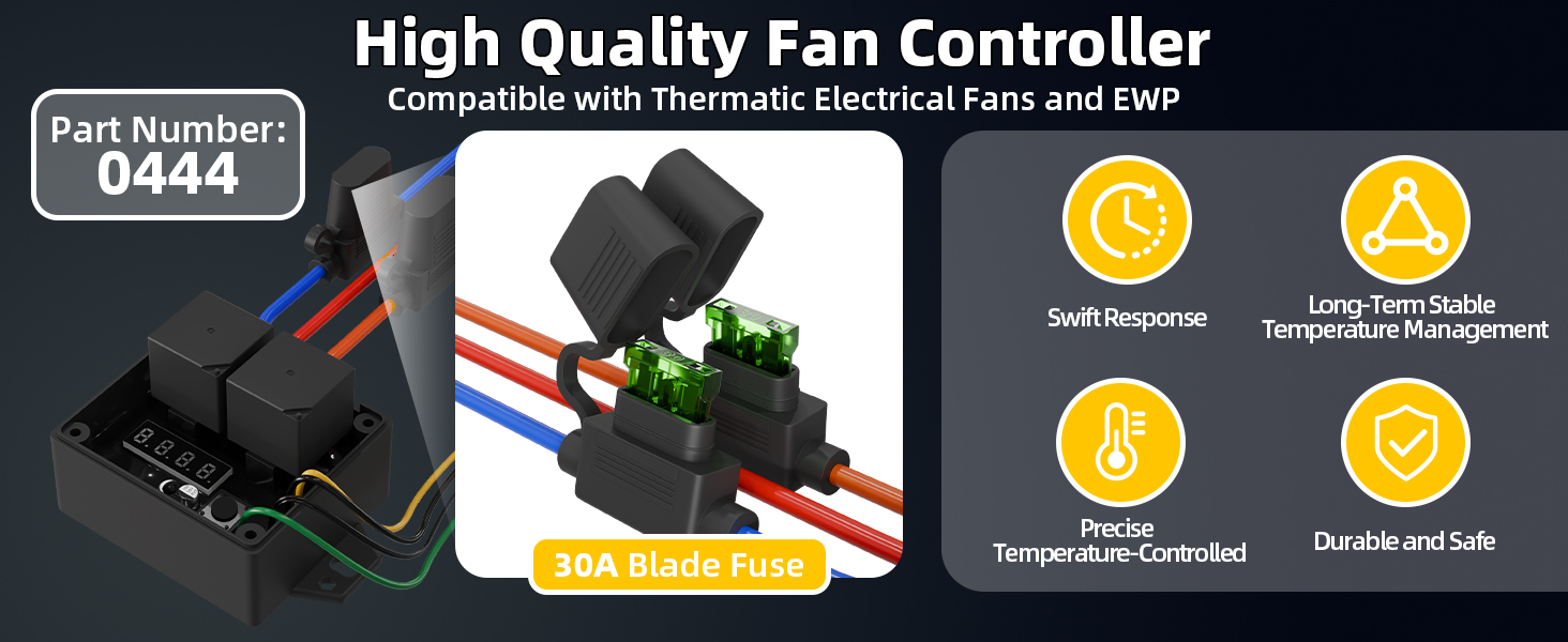 Digital Engine Fan Controller Kit For 12V/24V Systems Thermostatic ...