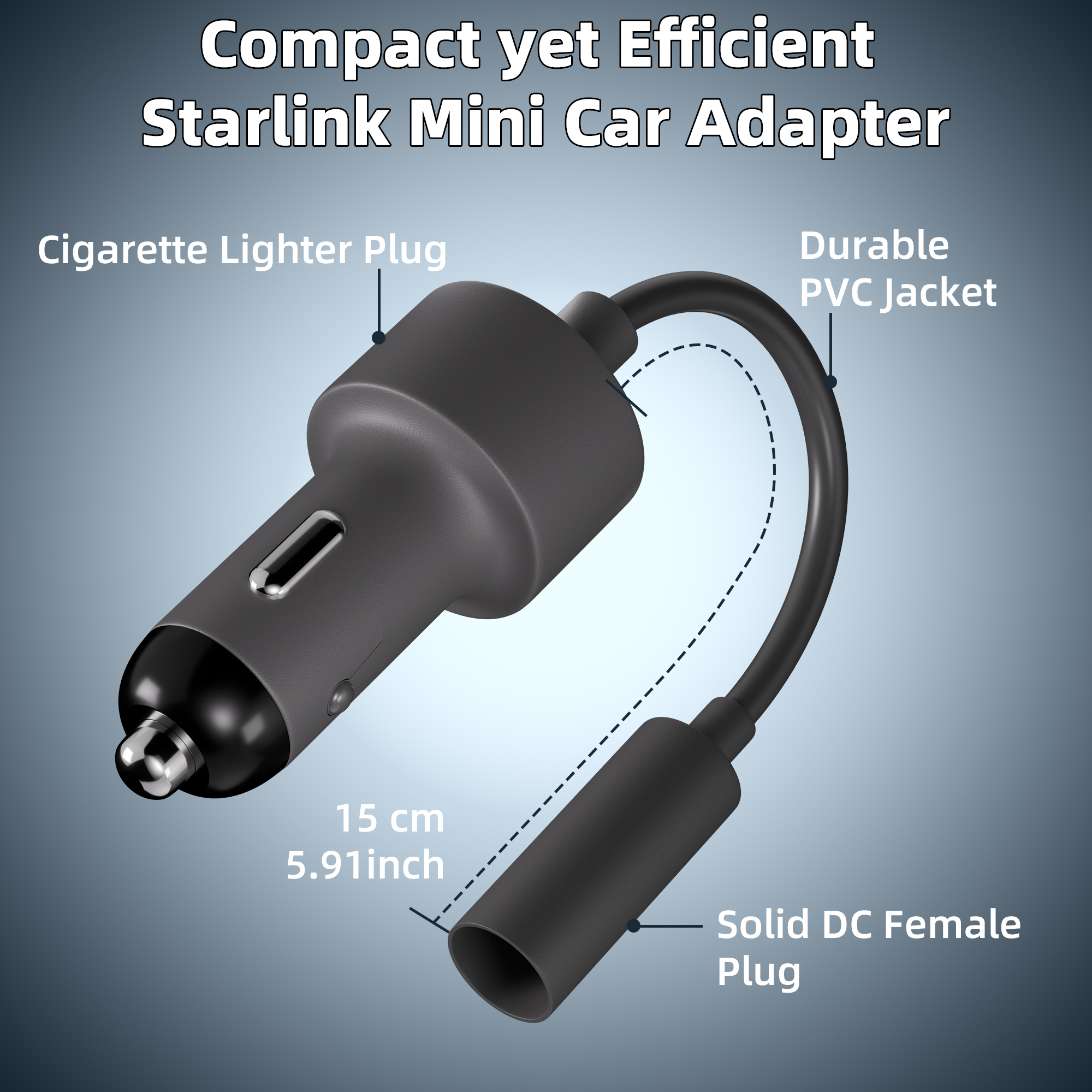 MINI-DCF-CIG5 Starlink Mini Car Power Adapter Cigarette Lighter Plug with 12V/24V to 20V DC Converter for DC Cable