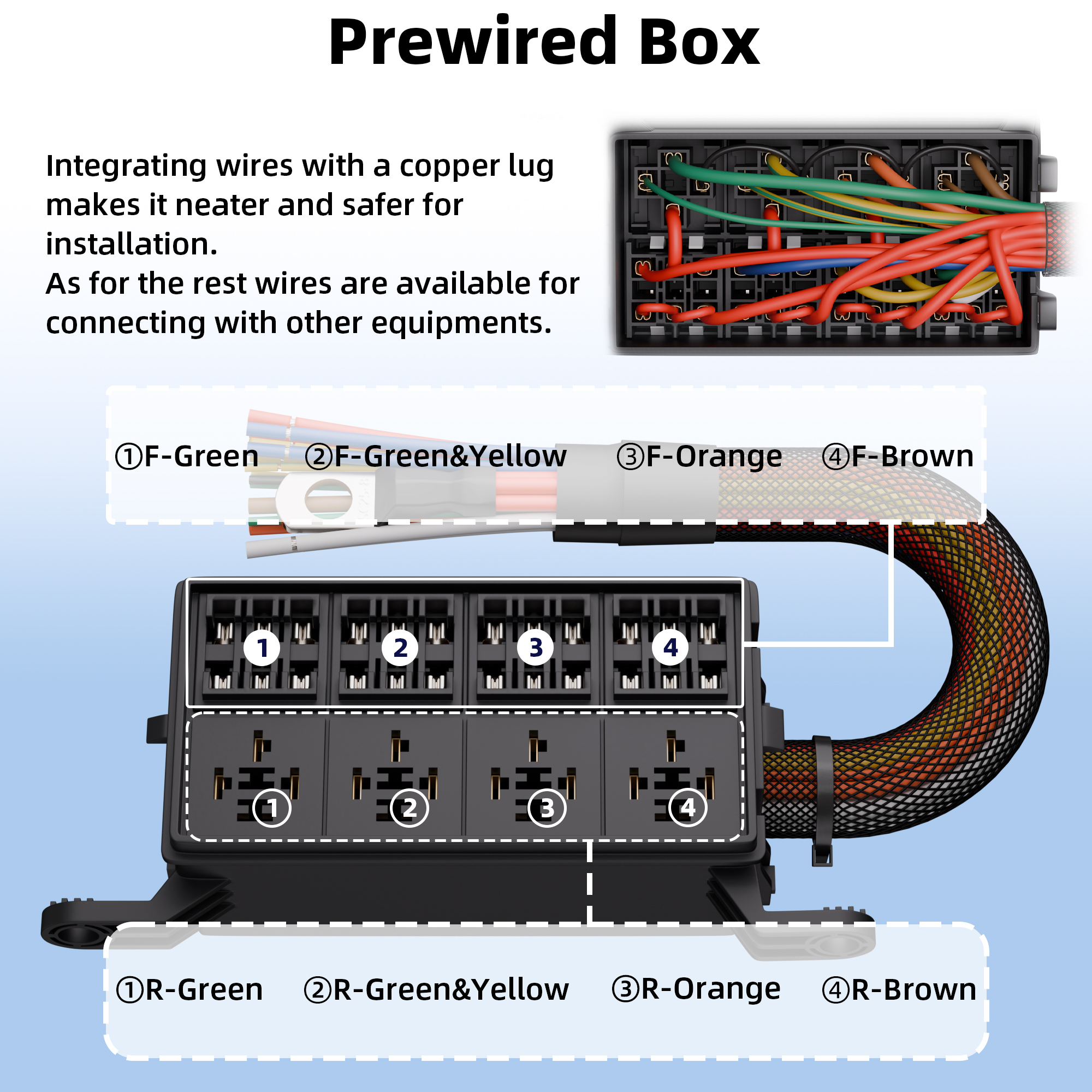 RB-R4F12-W2-4P Pre-Wired Fuse and Relay Box 12-Slot ATO/ATC Fuse Block for Marine & Automotive