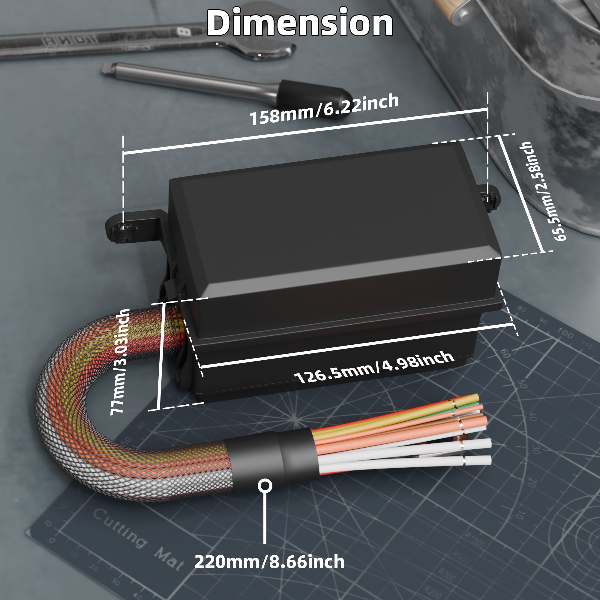 RB-R4F12-W2-4P Pre-Wired Fuse and Relay Box 12-Slot ATO/ATC Fuse Block for Marine & Automotive