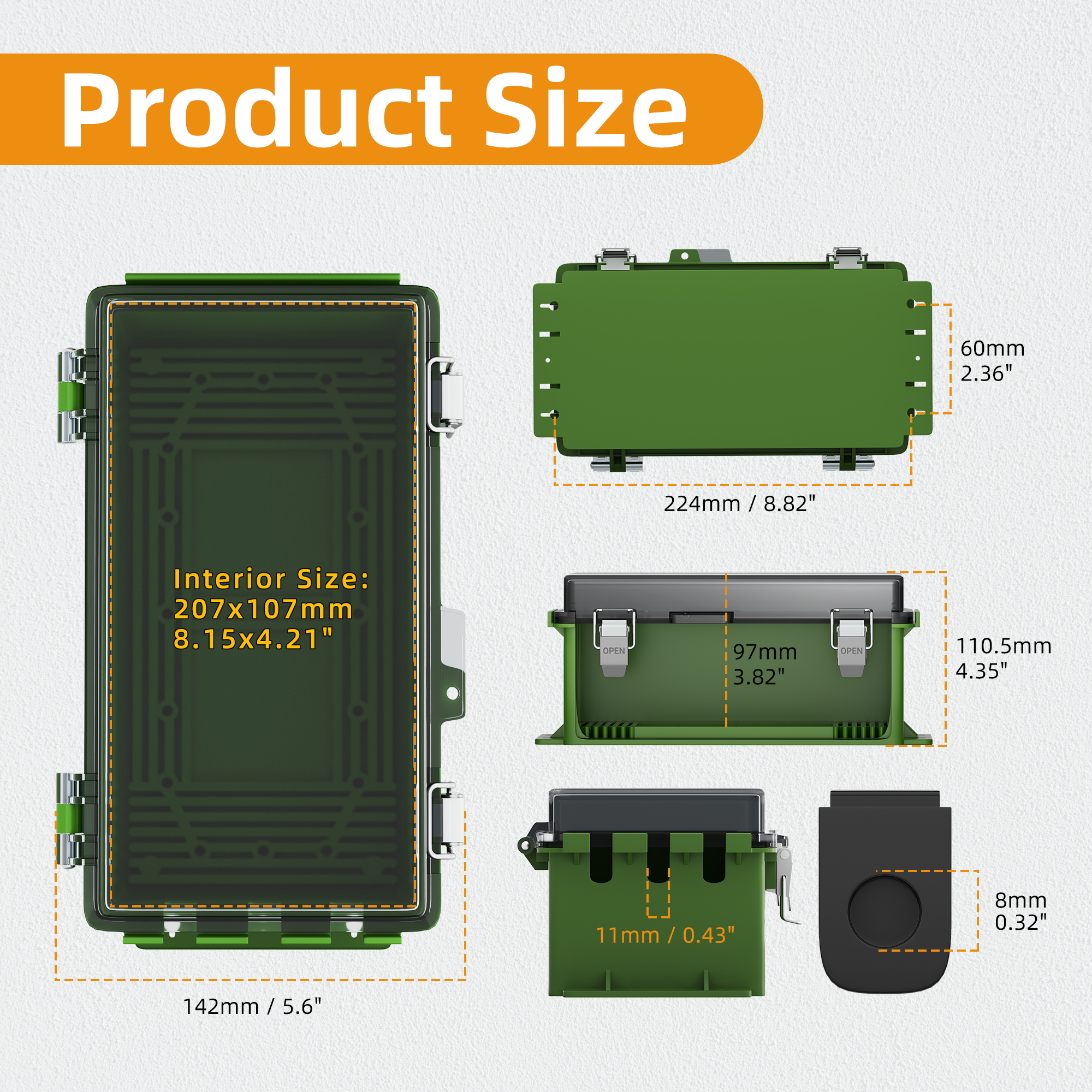 BG905043T-G-KIT Large Outdoor Extension Cord Cover Box Lockable Electrical Connection Protector – 9″x5″x4.3″