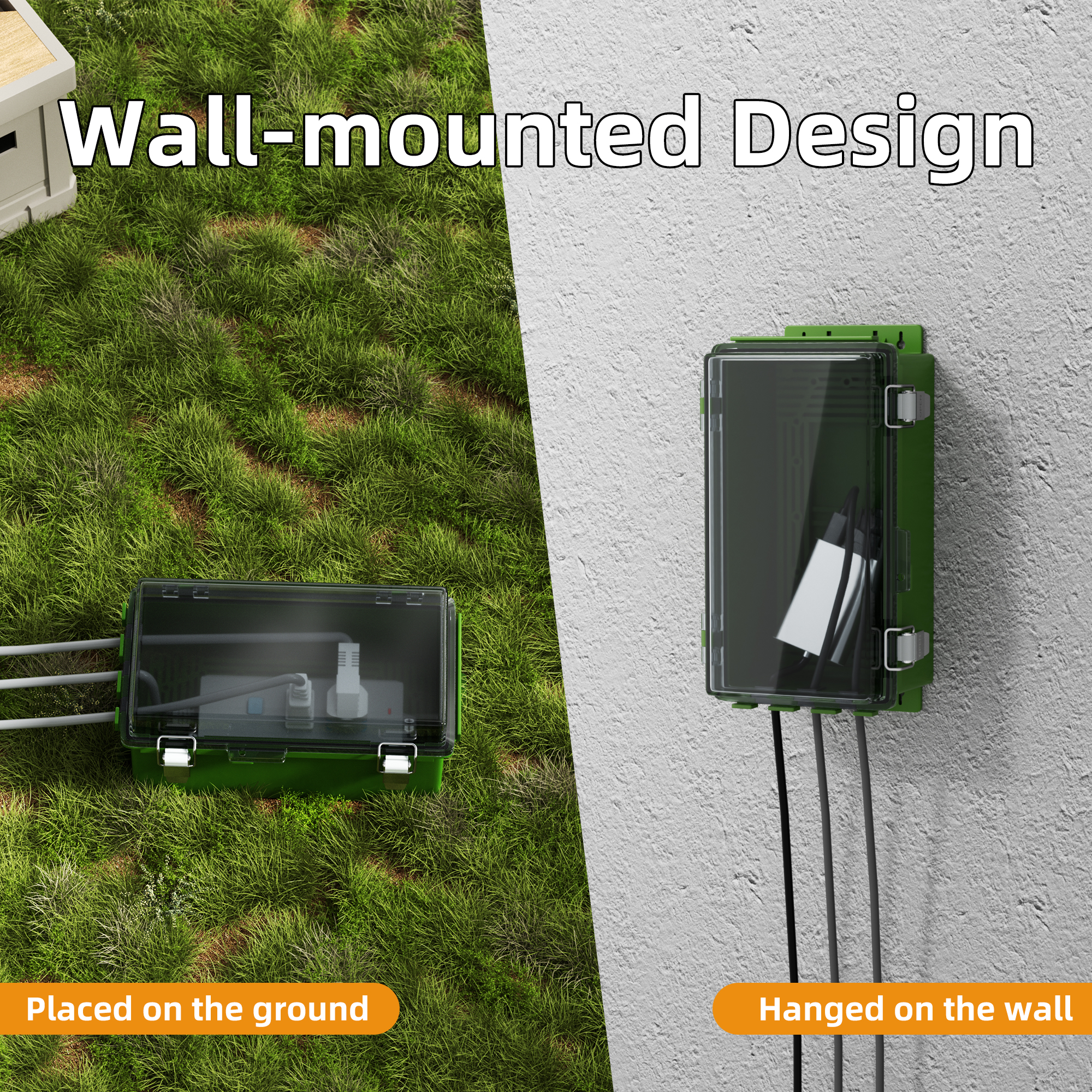 BG905043T-G-KIT Large Outdoor Extension Cord Cover Box Lockable Electrical Connection Protector – 9″x5″x4.3″