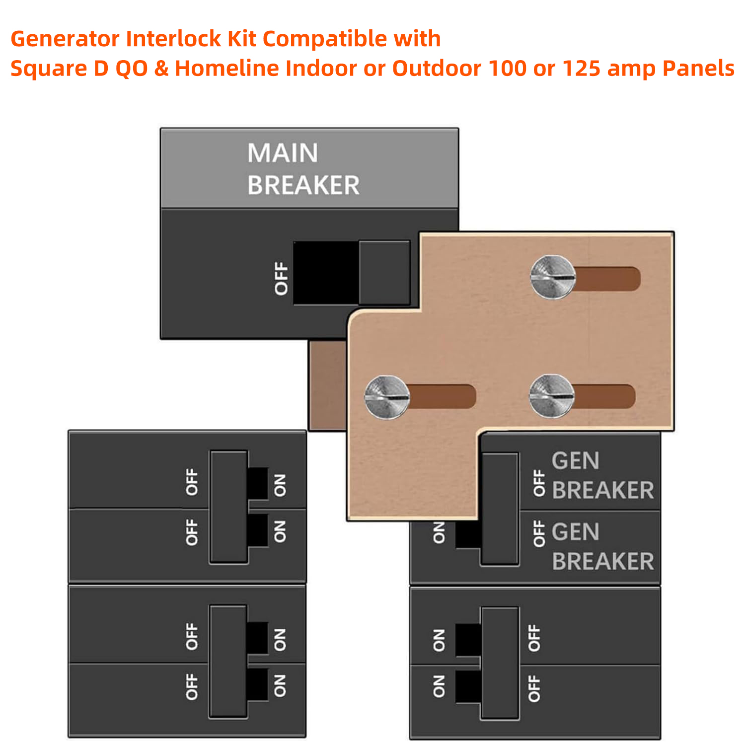 SD-100A Generator Interlock Kit – Square D QO & Homeline 100A,  3/4″ Spacing – GL-10