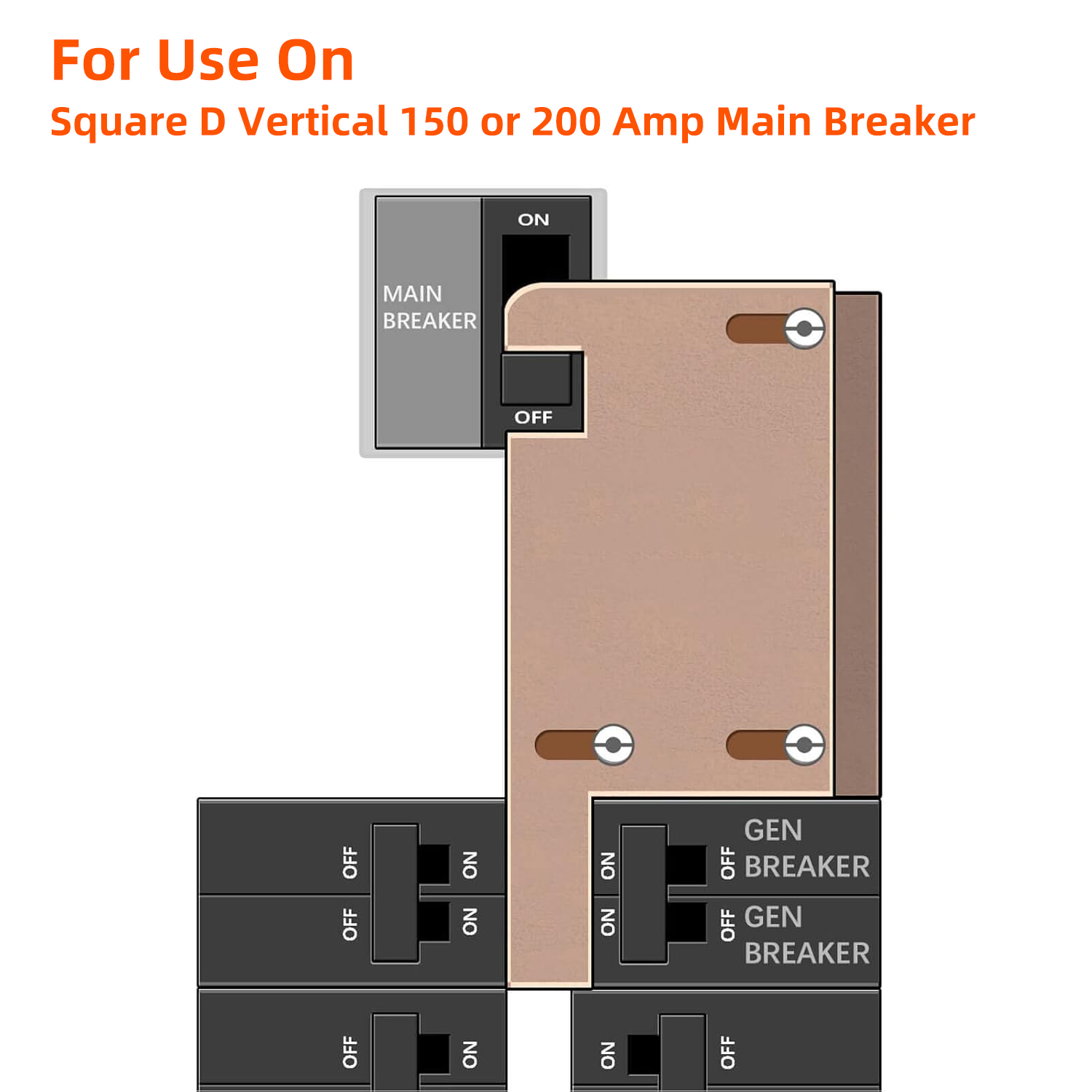 SD-200VL Generator Interlock Kit – Square D Vertical Throw 150A/200A, 3-1/4″ – 4″ Spacing – GL-12