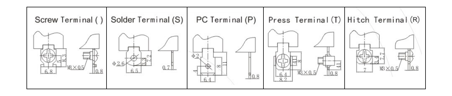 Standard Terminals for Medium Toggle Switches