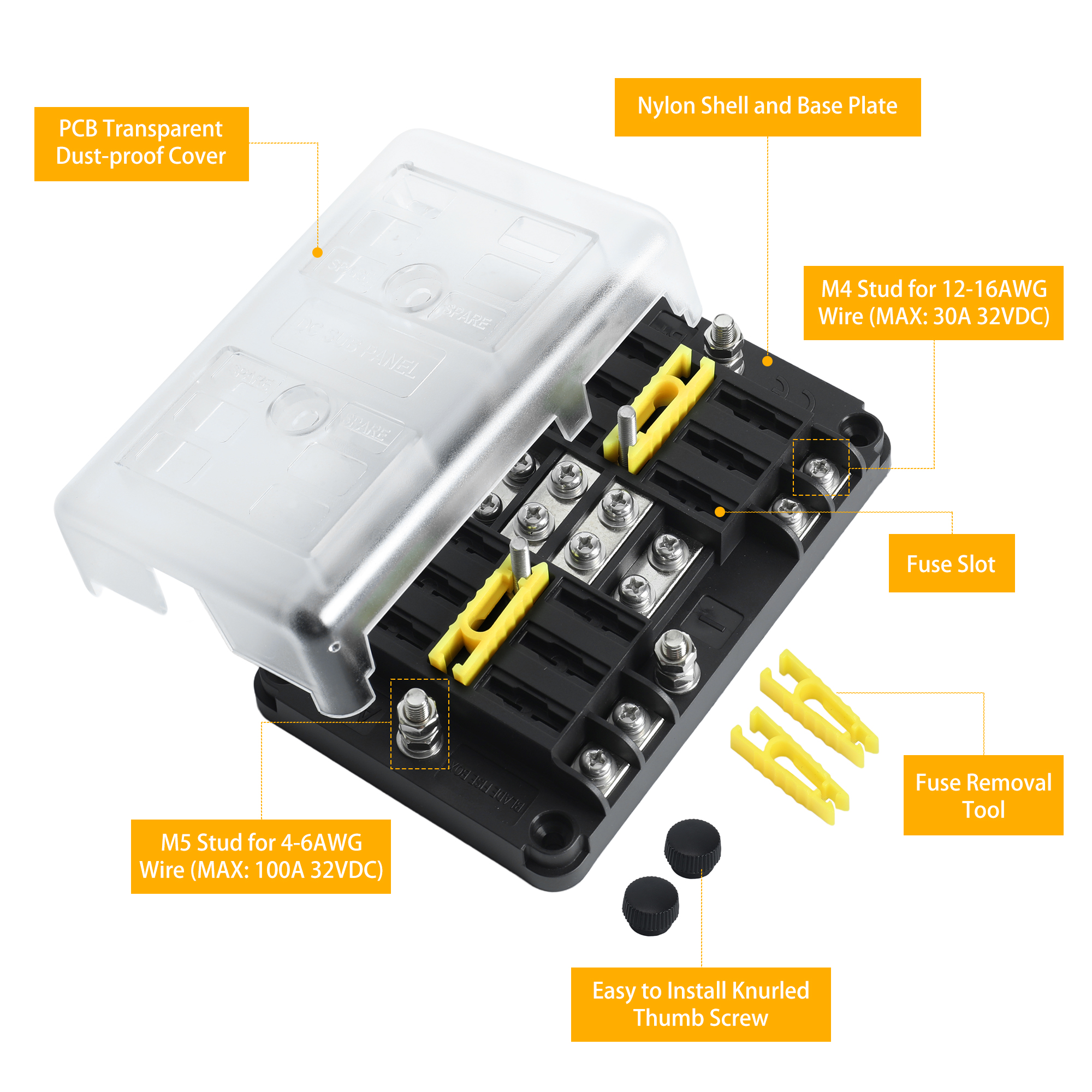 FB-2334 12 Way Dual-Circuit Blade Fuse Block with Ground Bus & Cover | 12V-32V Fuse Panel