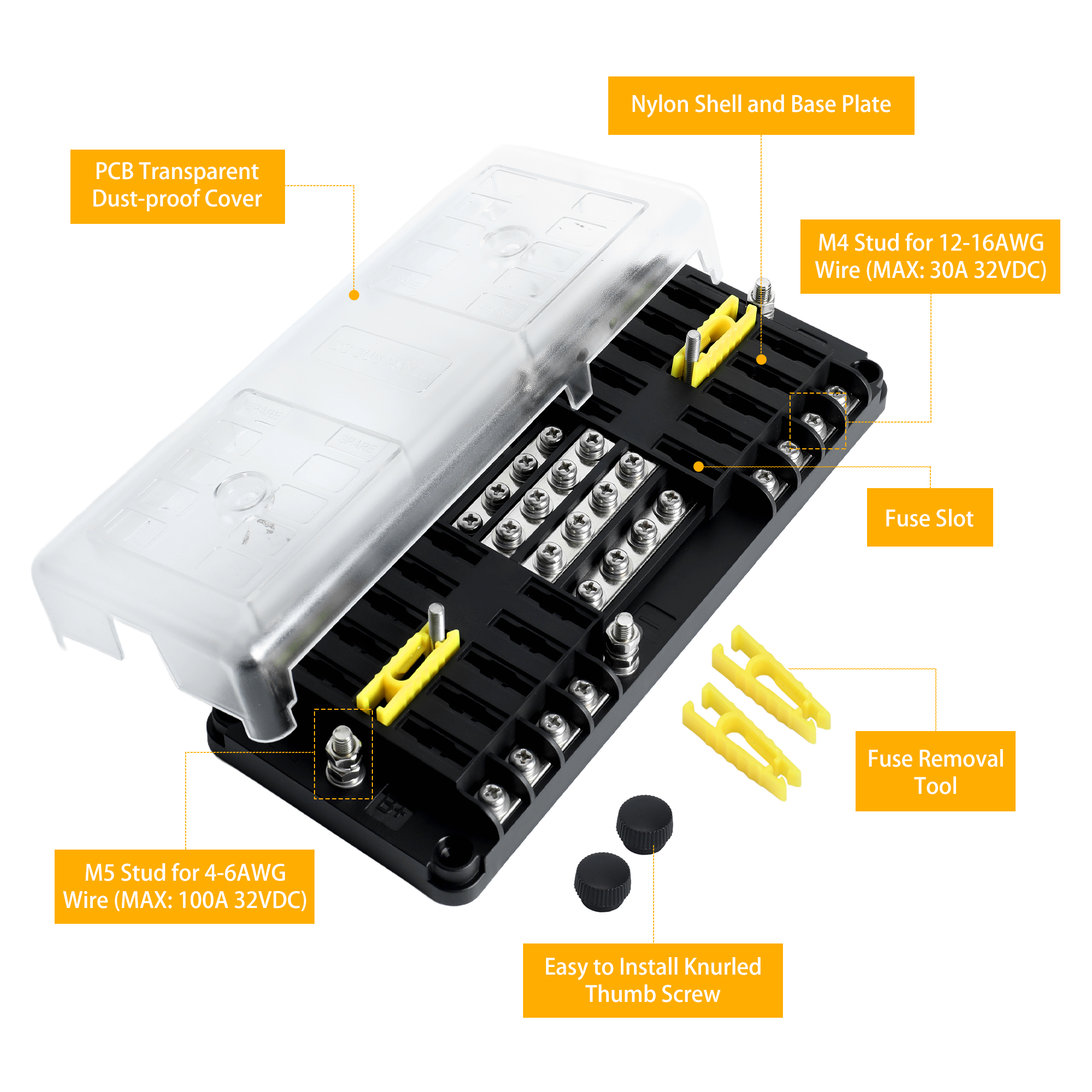 FB-2338 20 Way Dual-Circuit Blade Fuse Block | 100A 12V-32V Power Distribution Hub