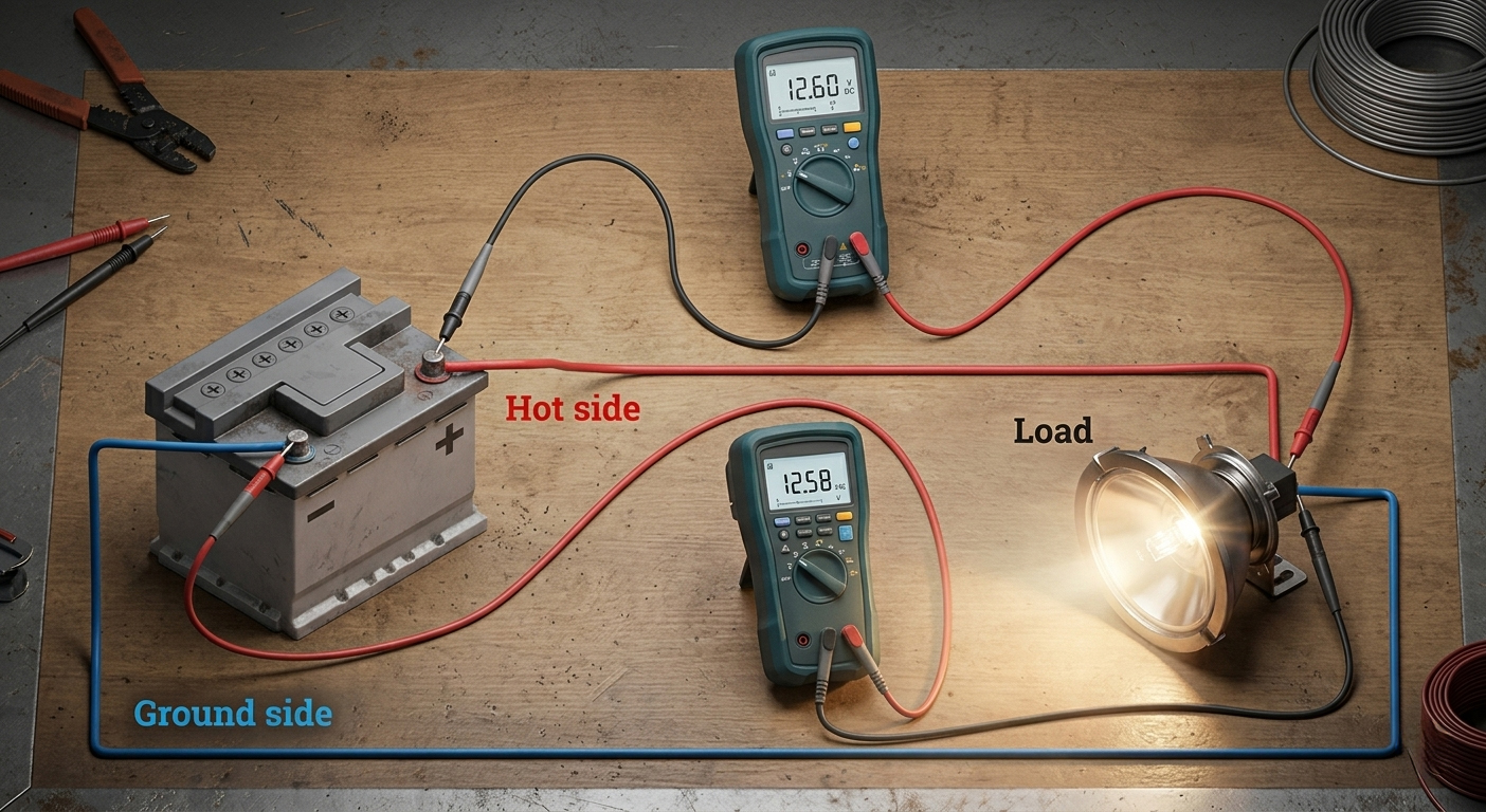 voltage drop test diagram for 12v automotive circuit voltage drop test diagram for 12v automotive circuit