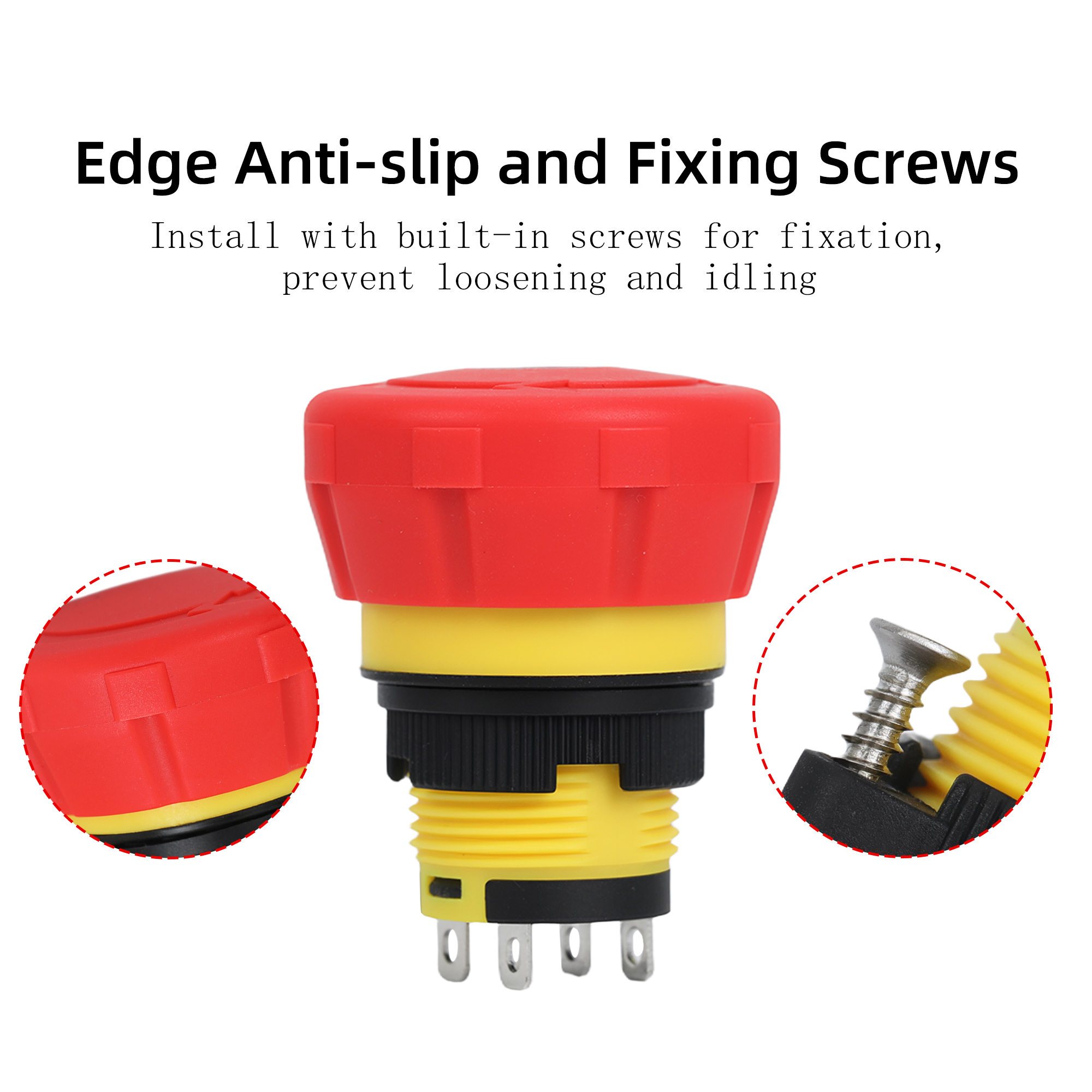 A16-16SHORT 16mm Emergency Stop Push Button Switch | 5A 1.5V~250V AC/DC