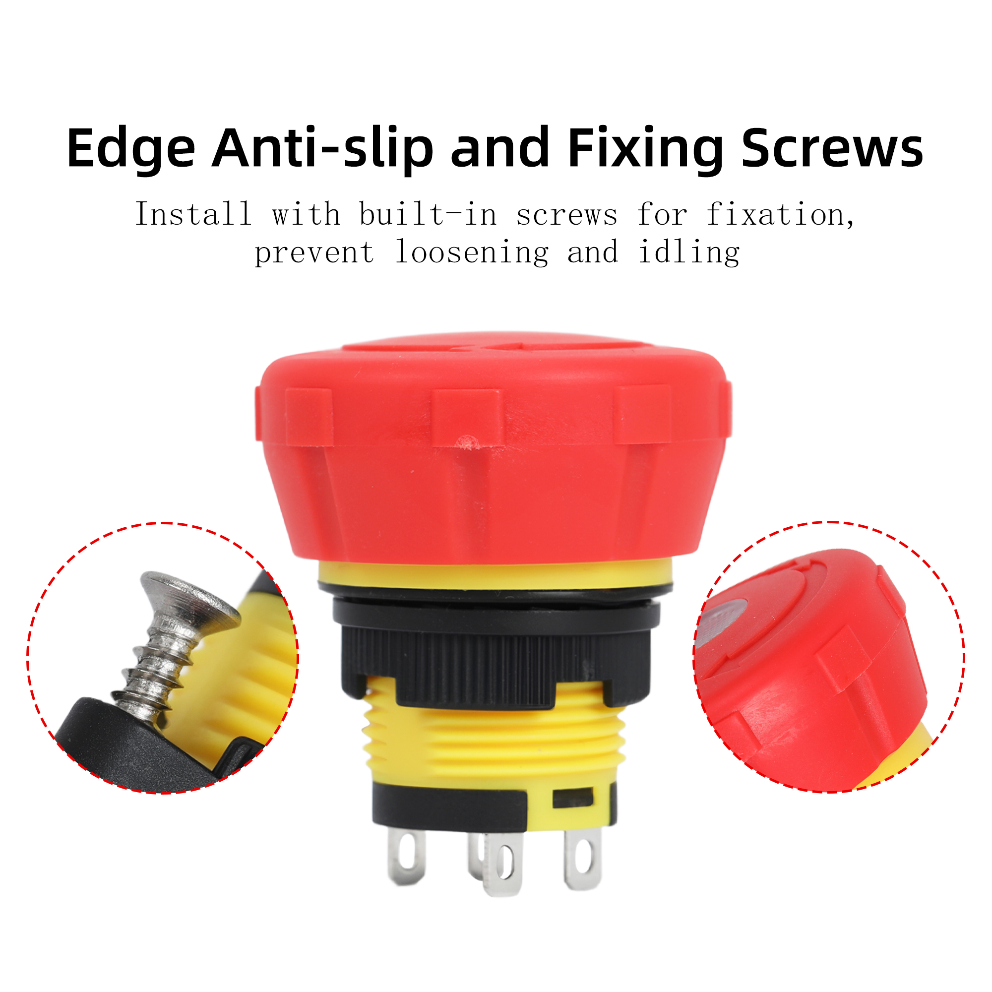 A16-16SHORT-N 16mm Illuminated Emergency Stop Switch | LED Luminous 5A E-Stop Button