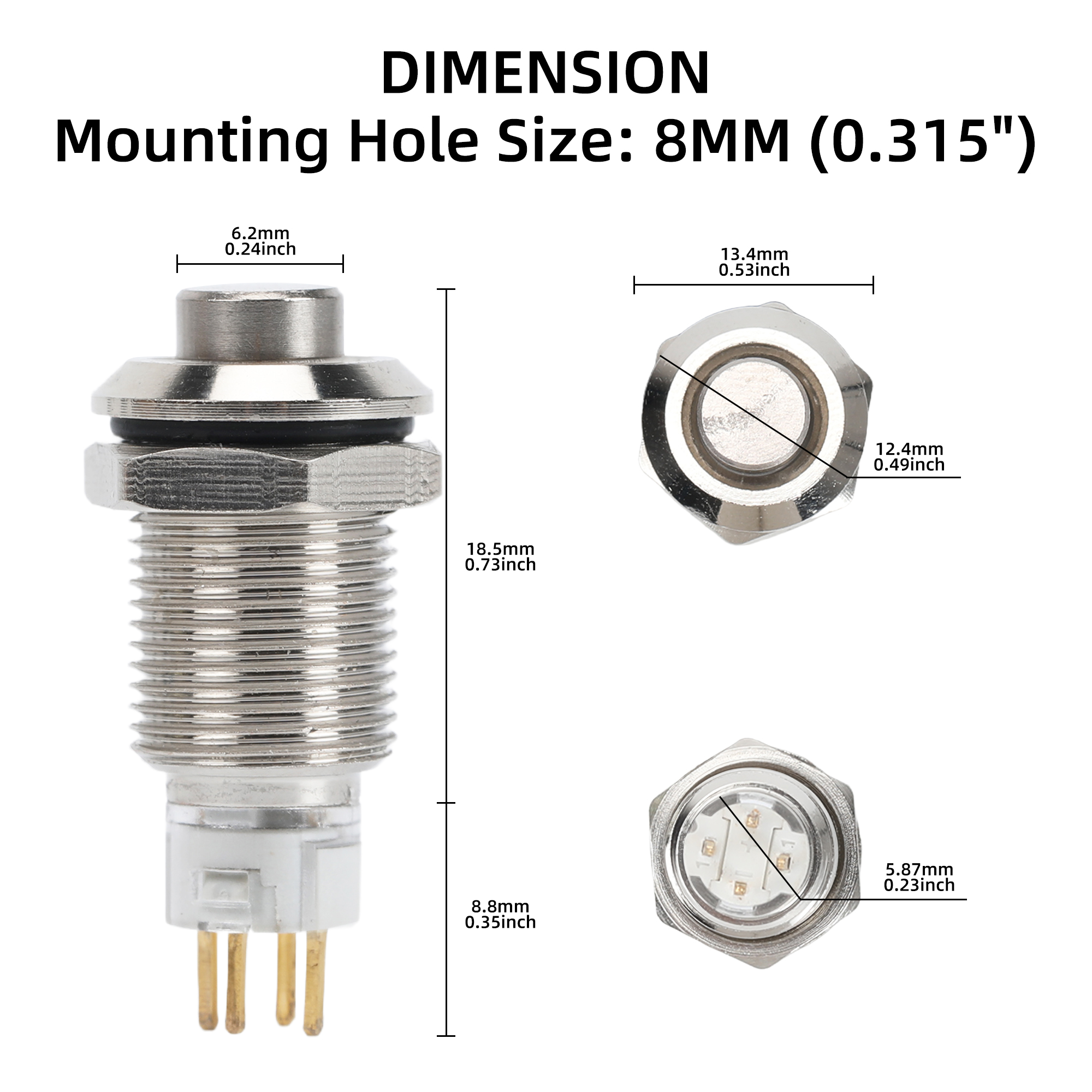 GQ-10H-10 Series 10mm Waterproof Metal Push Button Switch | Latching & Momentary Custom Options