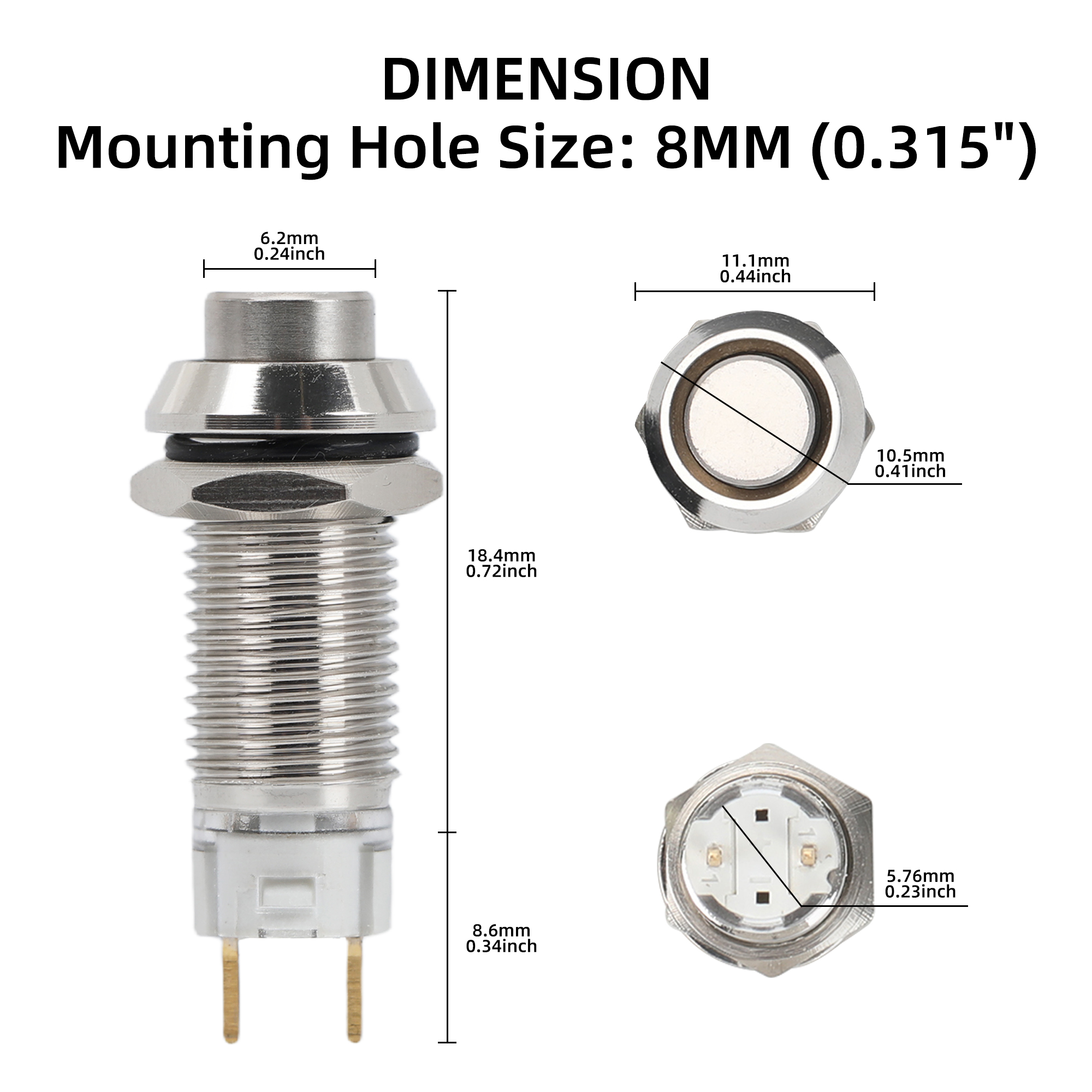 GQ-8H-10 8mm Waterproof Metal Push Button Switch Series | Latching & Momentary Custom Options