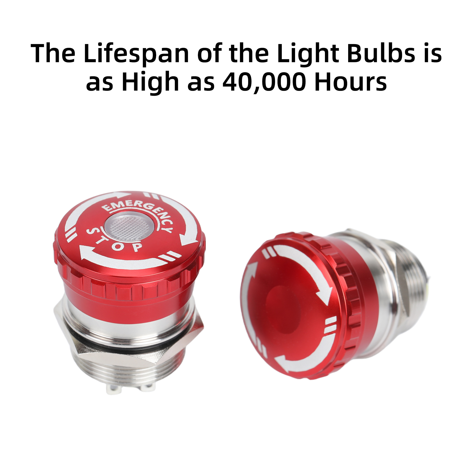 LAS1-16SHORT 16mm Metal Emergency Stop Switch | Stainless Steel LED E-Stop Button