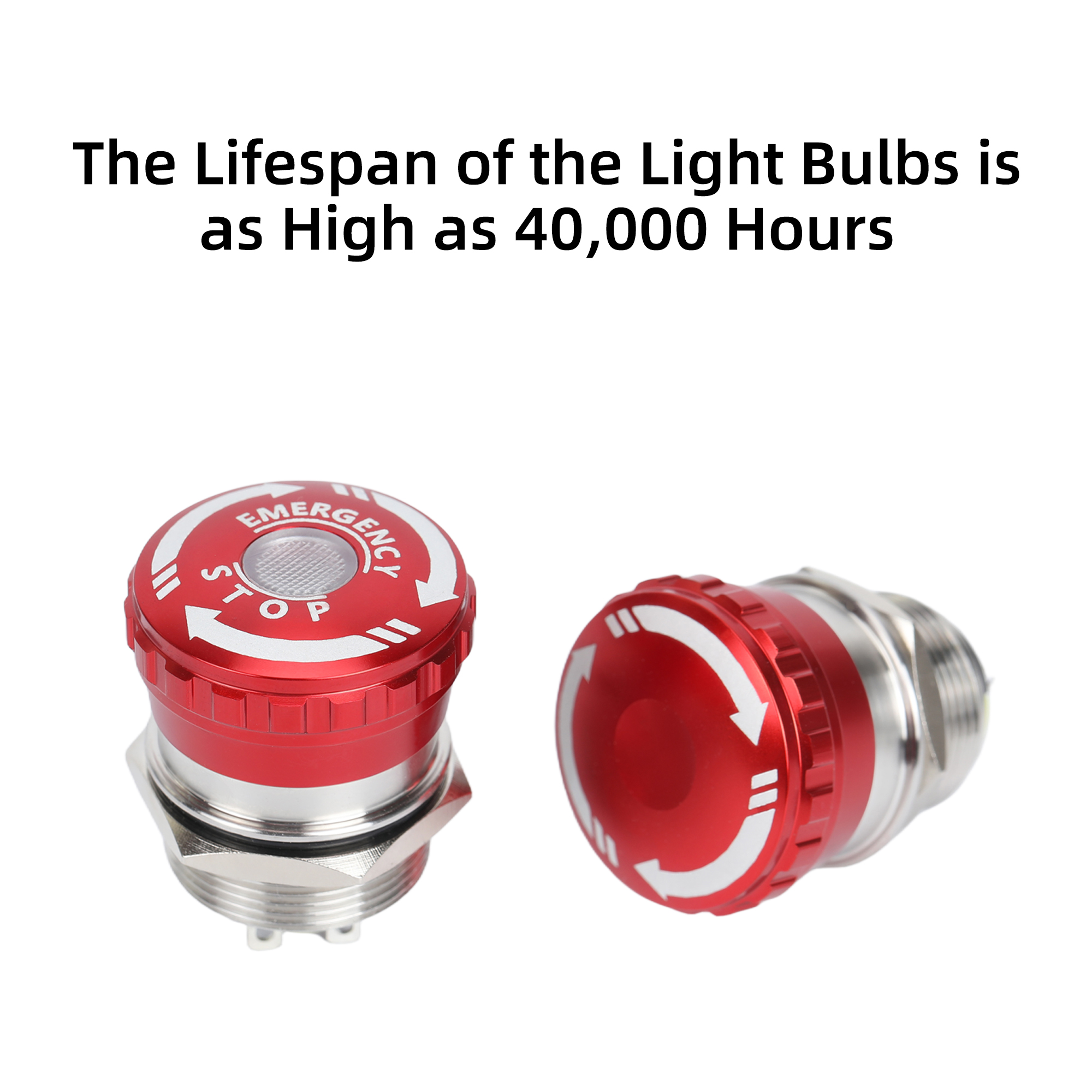 LAS1-22SHORT 22mm Metal Emergency Stop Switch | Stainless Steel LED E-Stop