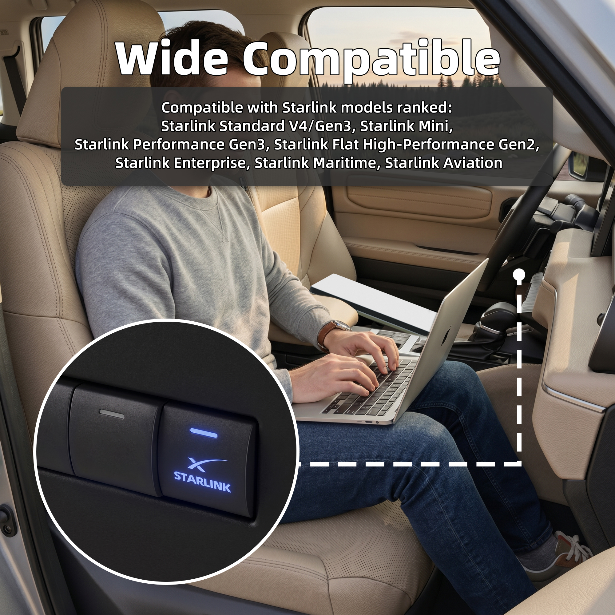 DR-T004-STARLINK-KIT Starlink Square Dashboard Switch | IP66 22mm Toyota OEM Push Button