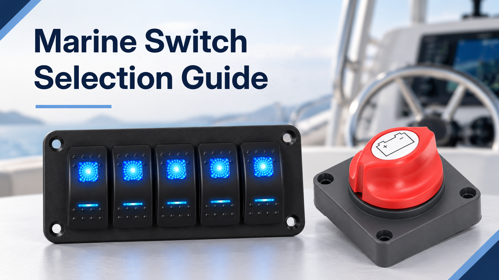 DAIER PN-1815 five-gang marine switch panel and ASW-A702 battery disconnect switch